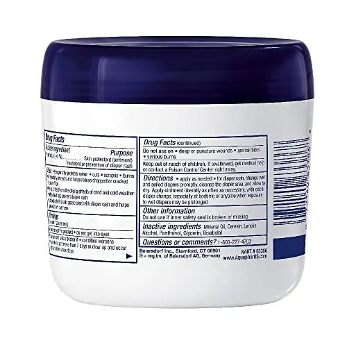 Aquaphor Baby Healing Ointment Advanced Therapy Skin Protectant for Chapped or Dry Skin, Drool Rash and Diaper Rash Ointment, 14 Oz Jar