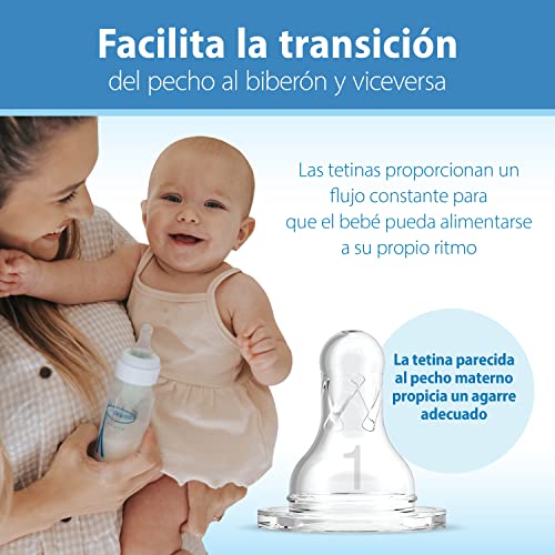Dr. Brown's Natural Flow Anti-Colic Options+ Narrow Baby Bottle, 8 oz/250 mL, with Level 1 Slow Flow Nipples, 0m+, 4 Pack
