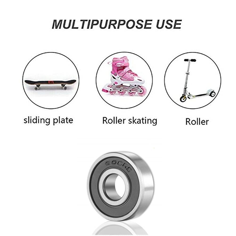 SHKI 20 Pcs 608 2RS Ball Bearings – Bearing Steel and Double Rubber Sealed Miniature Deep Groove Ball Bearings (8mm x 22mm x 7mm) (608 2RS)