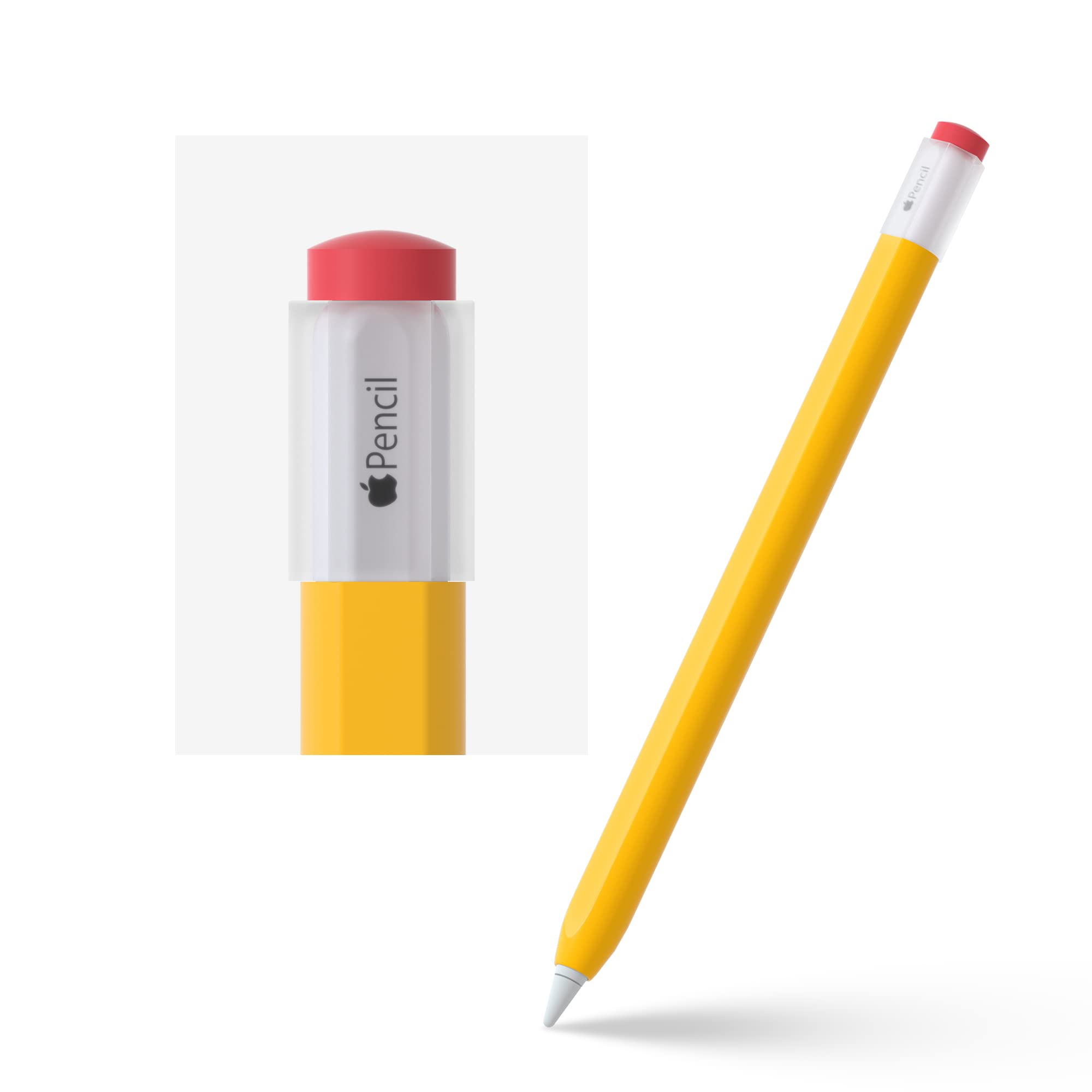 ELETIUO Silikonhülle Kompatibel mit Apple Pencil 2. Generation Cover,Schutzhülle Griffhülse mit Kappe Zubehör Kompatibel mit iPad Pro 11 12,9 Zoll,Gelb