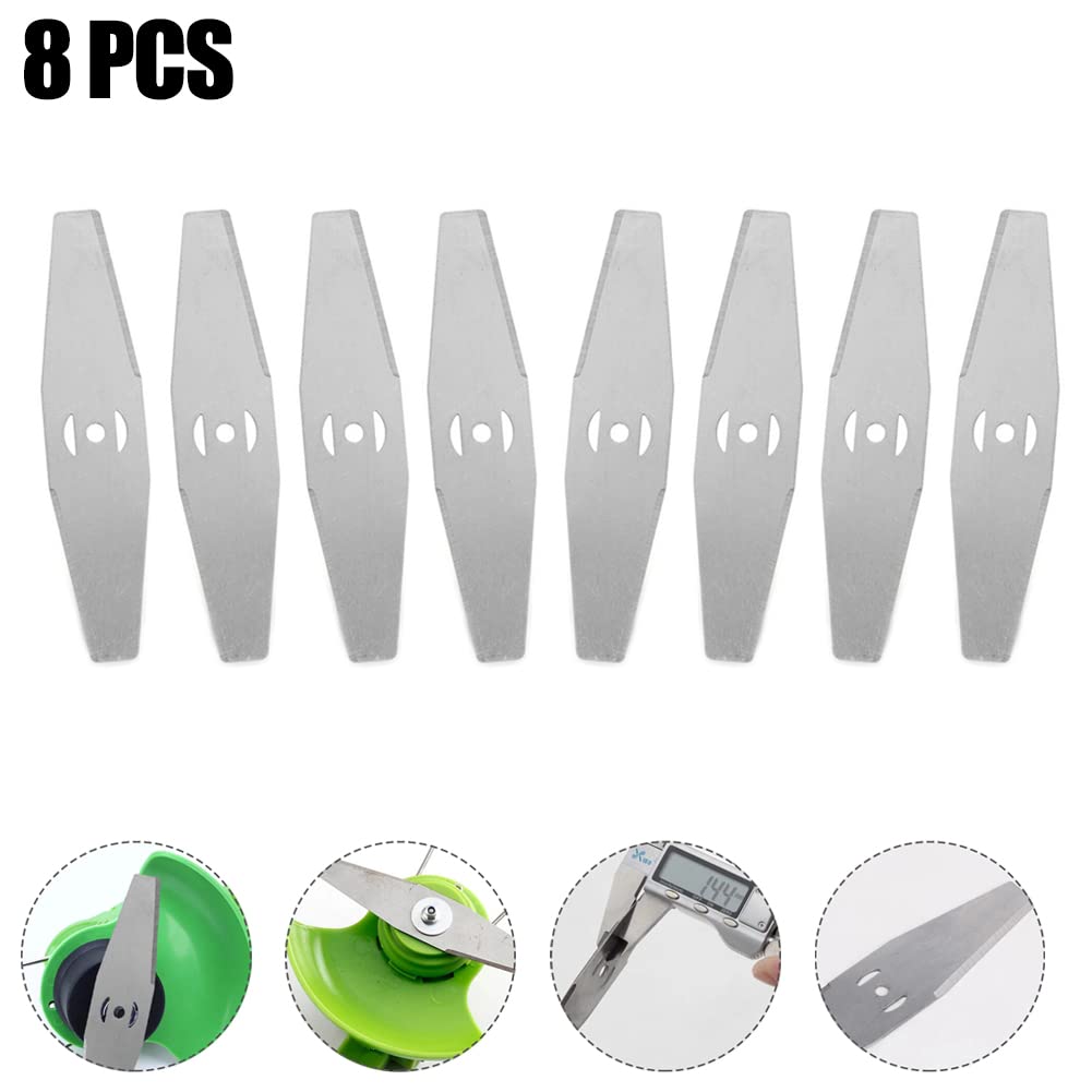 Emiif 8 Pcs Metal Lawn Mower Saw Blade Head Replacement Saw Blades Lawn Mower Fittings Cordless with Battery and Charger Accessories,Universal Craftsman String Trimmer attachments