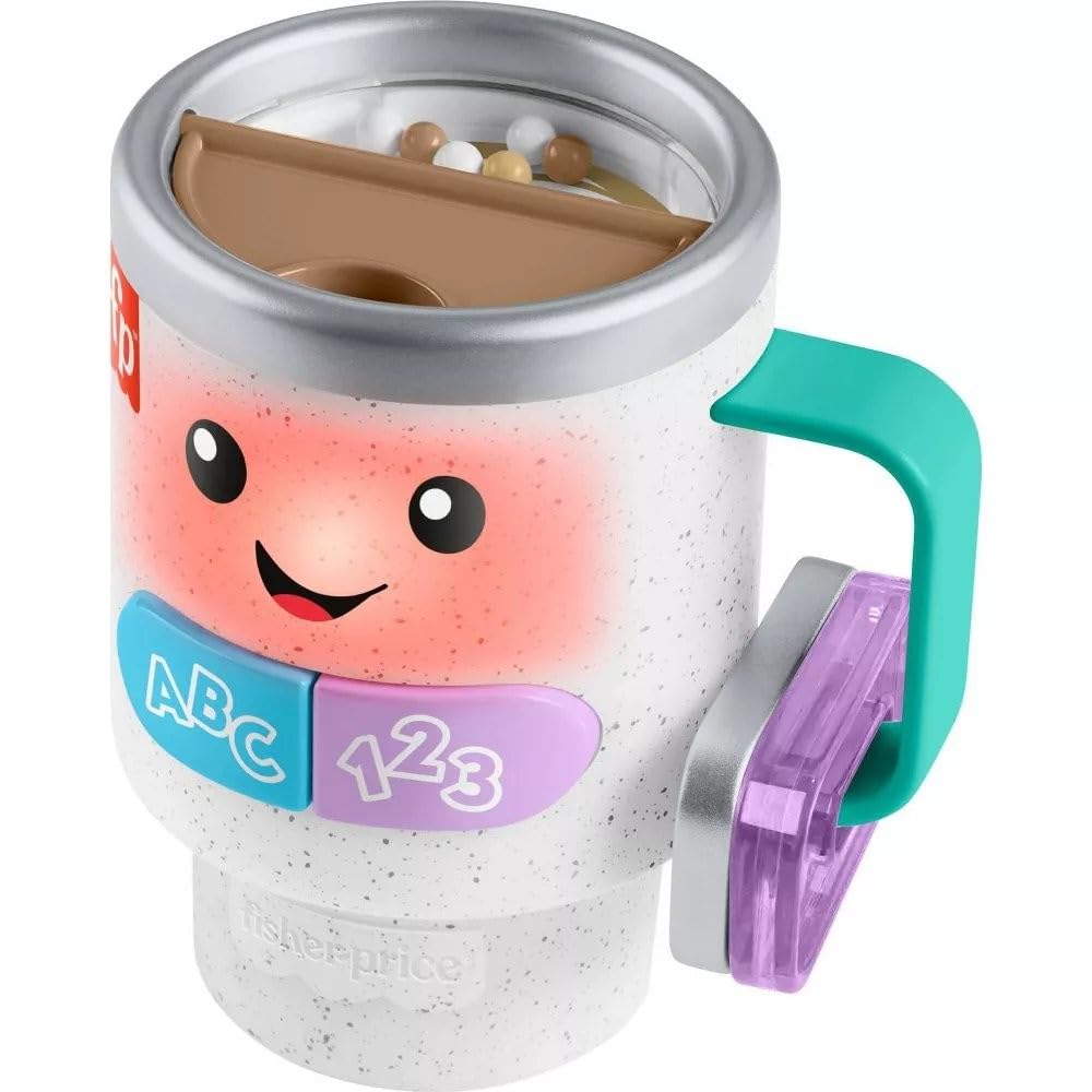 Fisher-Price Baby- & Kleinkindspielzeug Laugh & Learn Mitwachs-Kaffeebecher mit Lichtern, Musik und Lernfunktionen für Babys ab 6 Monaten
