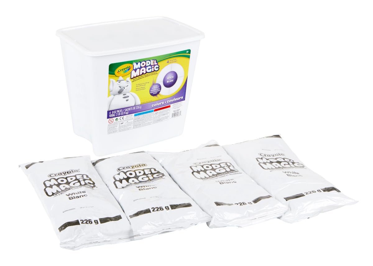 Crayola Model Magic Weiß, Modelliermasse Alternative, Wiederverwendbares Formmaterial, Lufttrocknend, Bastelbedarf für Kinder, 0,9 kg Eimer, Muss für jedes Klassenzimmer
