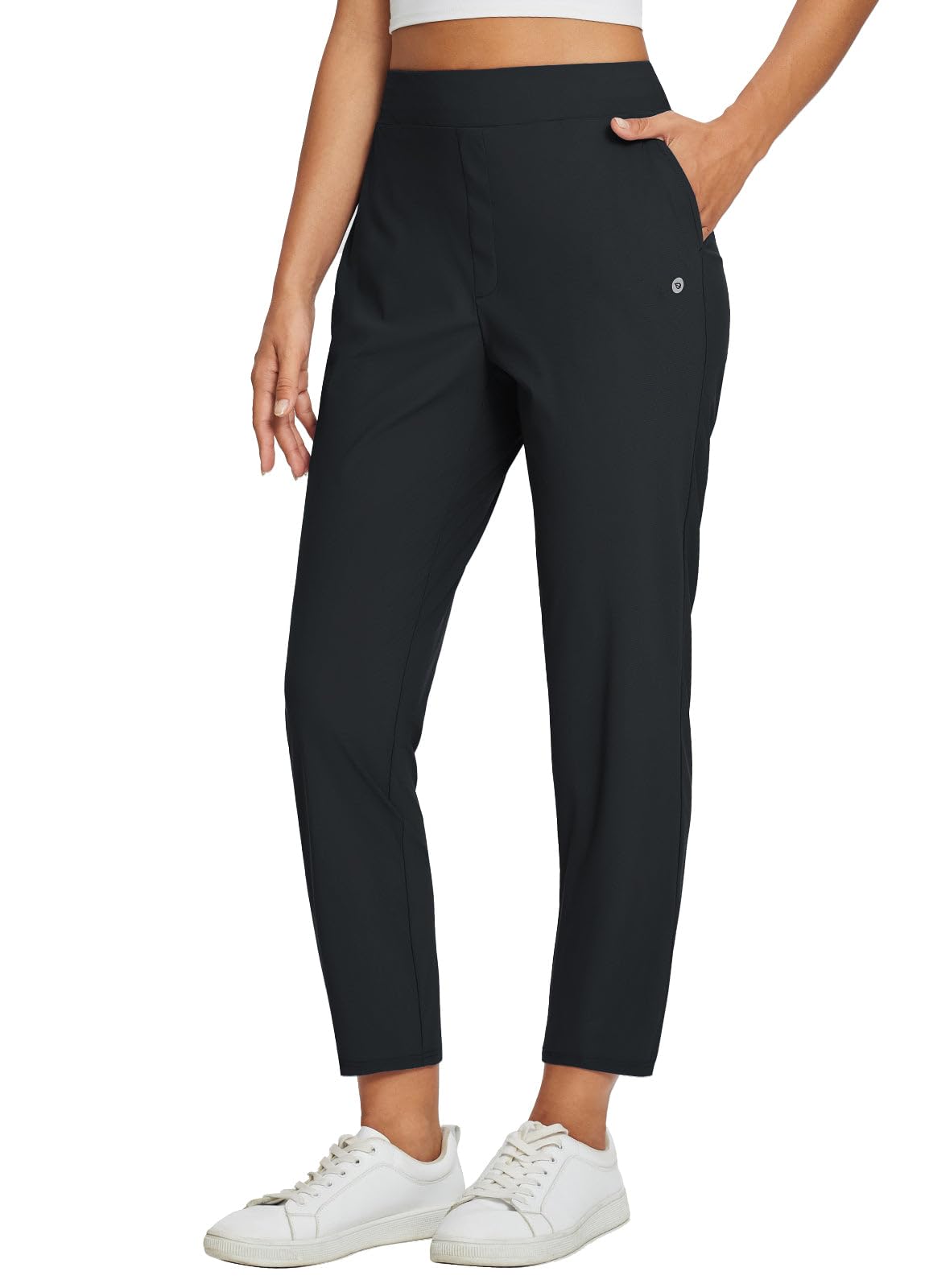 baleaf Womens Travel Pants Petite Stretch with Zipper Pockets Golf Ankle Dress Work Business Casual Slacks Black XL