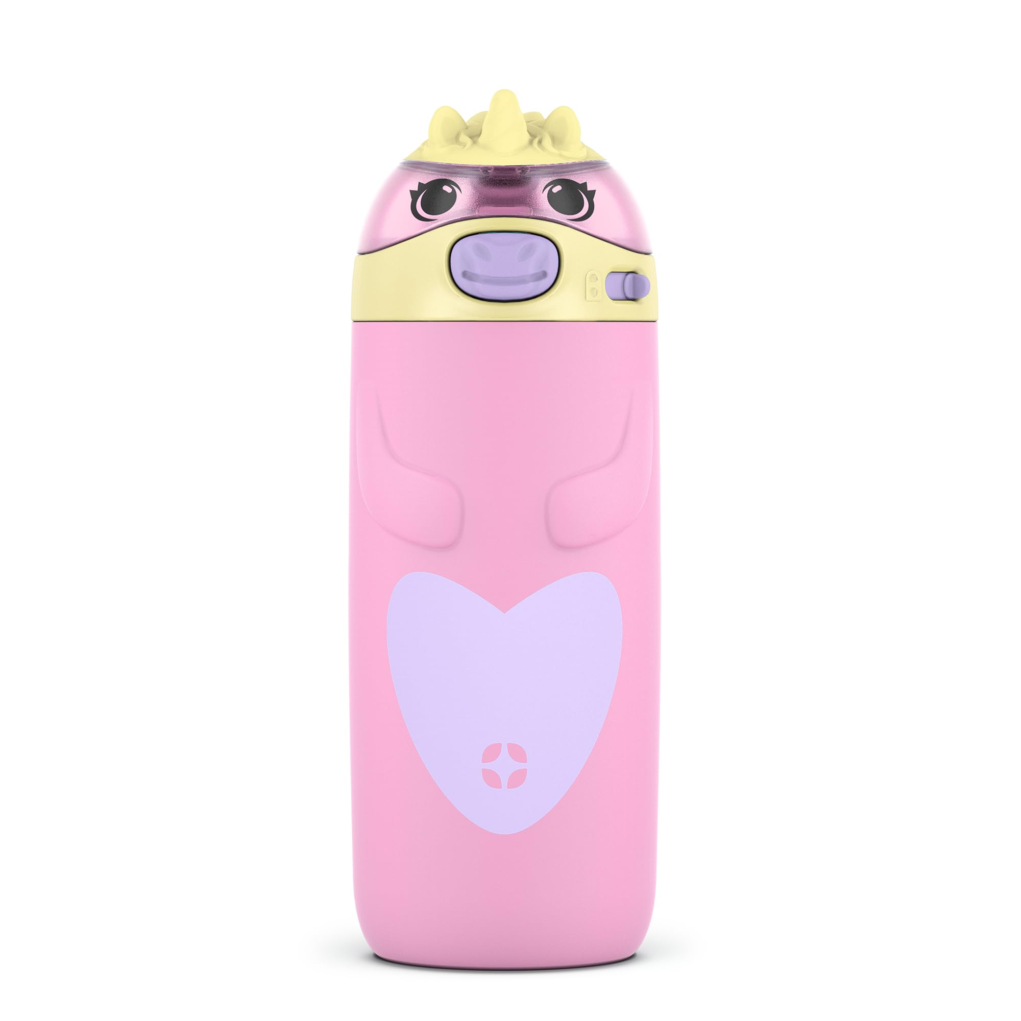 Ello Ellies 355ml Vakuumisolierte Edelstahl-Kinderwasserflasche mit Strohhalm und integriertem Tragegriff und auslaufsicherem Verschluss für Schulrucksack, Lunchbox und Outdoor-Sport, Einhorn