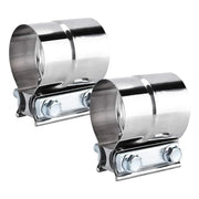 DecoHongDi 2.5 Inch Exhaust Clamps 2 Packs,2 1/2in Lap Joint Band Clamp 304 Stainless Steel for Muffler Pipe Repair,Catalytic Converters