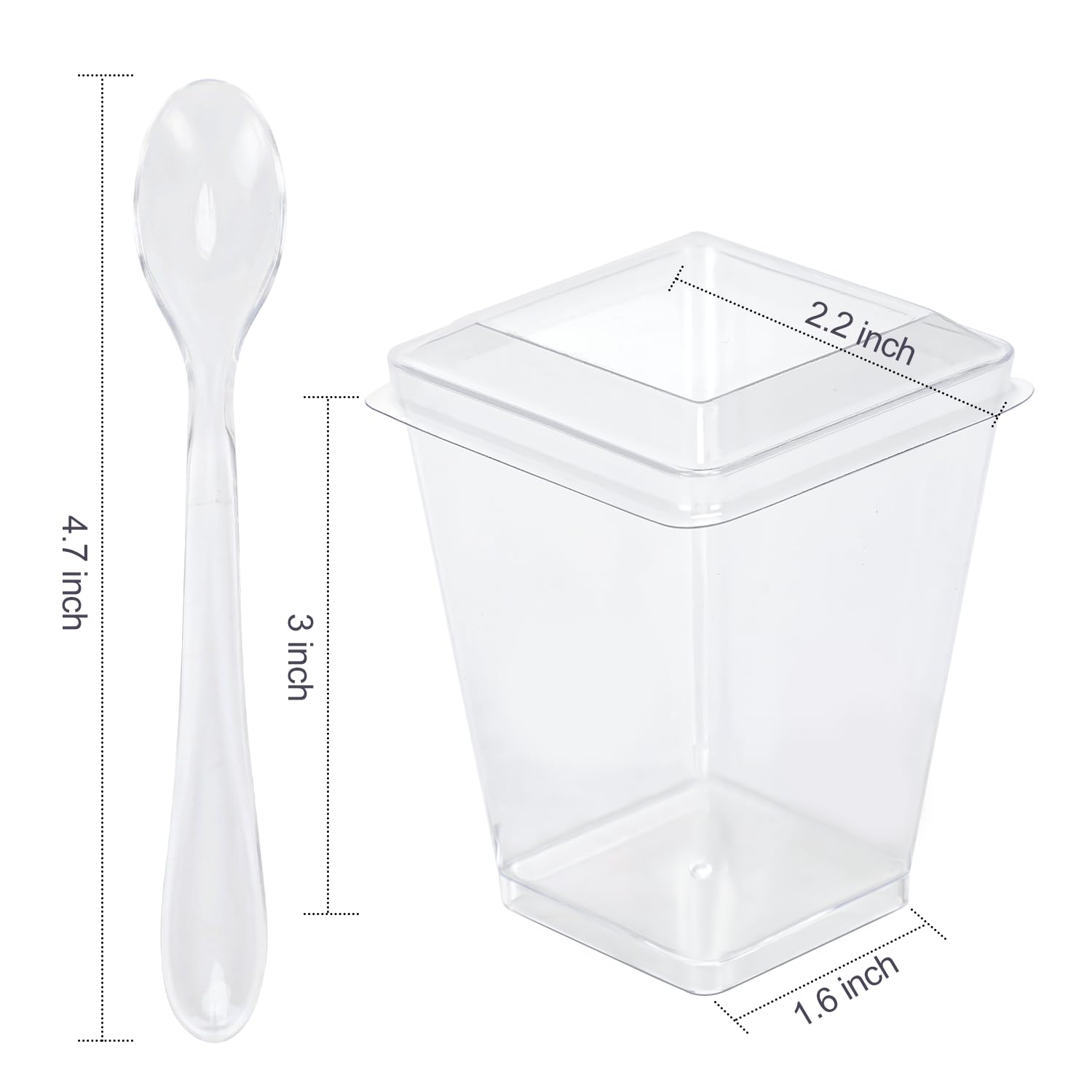 EASERCY 50 Pack 5 oz Plastic Dessert Cups with Lids, Yogurt Parfait/Appetizer Cup with Lids for Party, Mini Dessert Cups with Spoons Dessert Shooter Cups for Pudding, Fruit and Ice Cream
