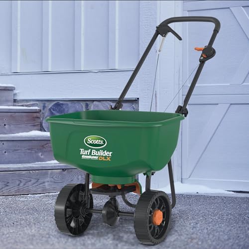 Scotts Turf Builder EdgeGuard DLX Broadcast Spreader for Seed, Fertilizer, Salt, Ice Melt, Holds up to 15,000 sq.ft. Product
