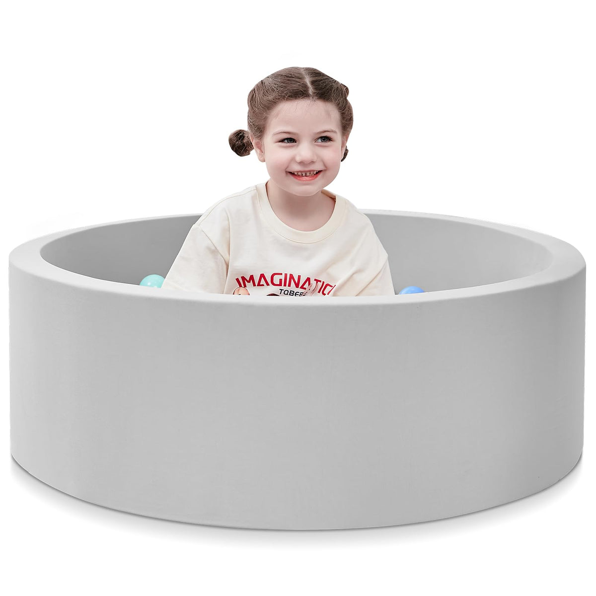 SHJADE Schaumstoff-Bällebad, 90x30 cm Bällebäder für Kleinkinder, weicher runder Kinderlaufstall Ballpool für Kinder, ideales Geschenk für Babys zum Indoor- und Outdoor-Spiel, Grau, (Bälle nicht enthalten)