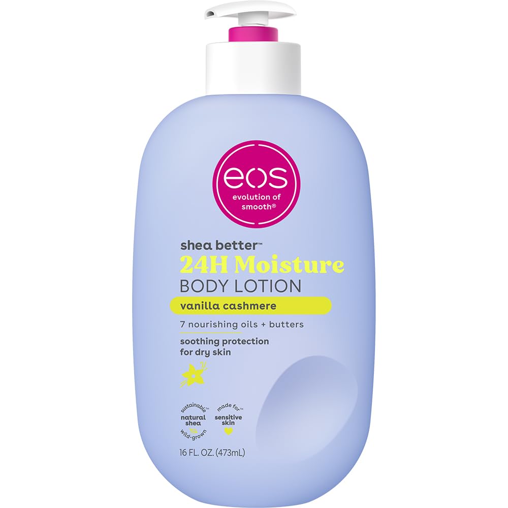 eos Shea Better Bodylotion Vanilla Cashmere, 24h Feuchtigkeitspflege, leicht & nicht fettend, natürliche Shea-Butter, vegan, Vanille Bodylotion, 473 ml