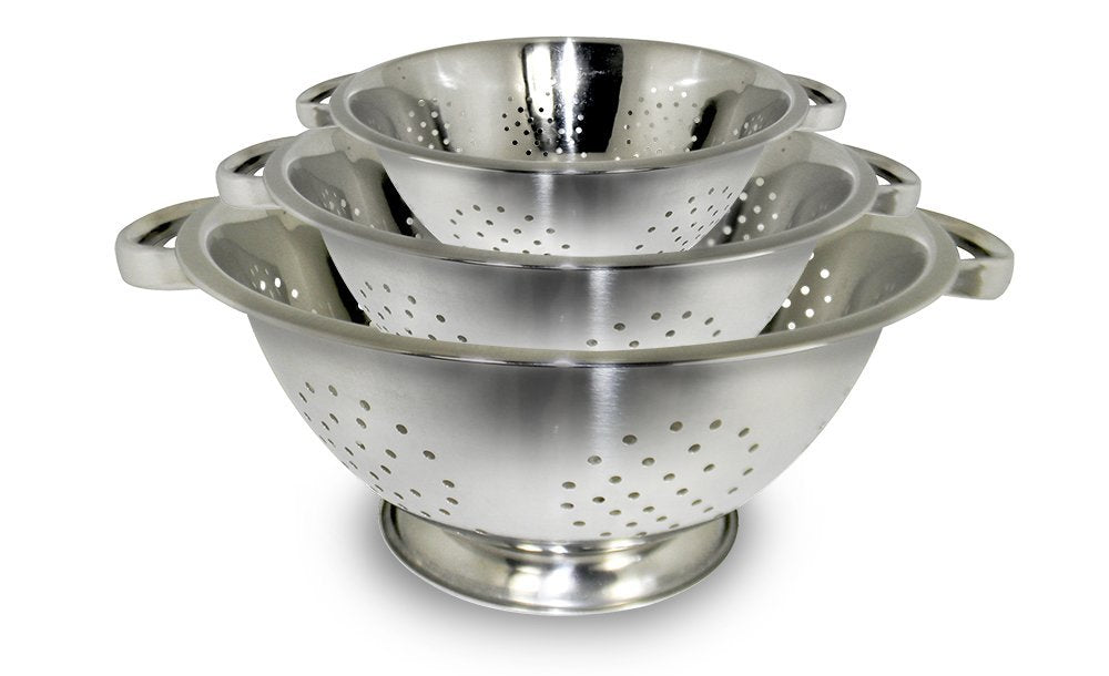 ExcelSteel Sieb-Set Edelstahl | Stapelbares Design | Hochglanzpoliert | Übergroße Griffe | 1-4 Quart, 3er-Set