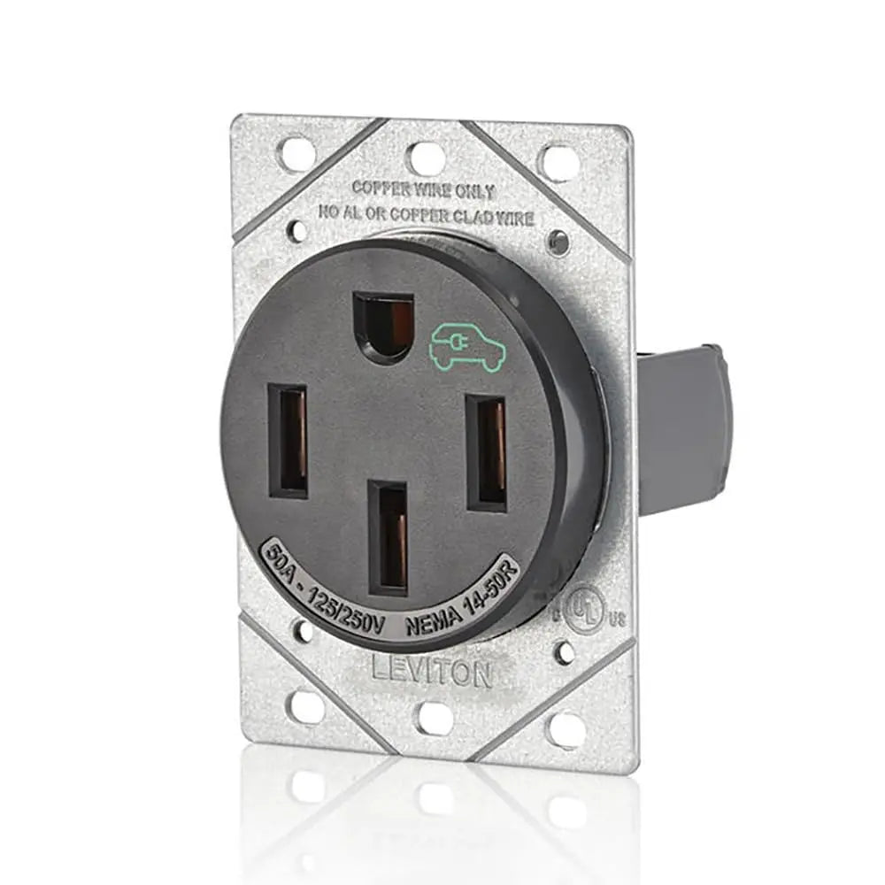 Leviton 50 Amp EV Charging Receptacle/Outlet, Heavy Duty, 1450R, Black