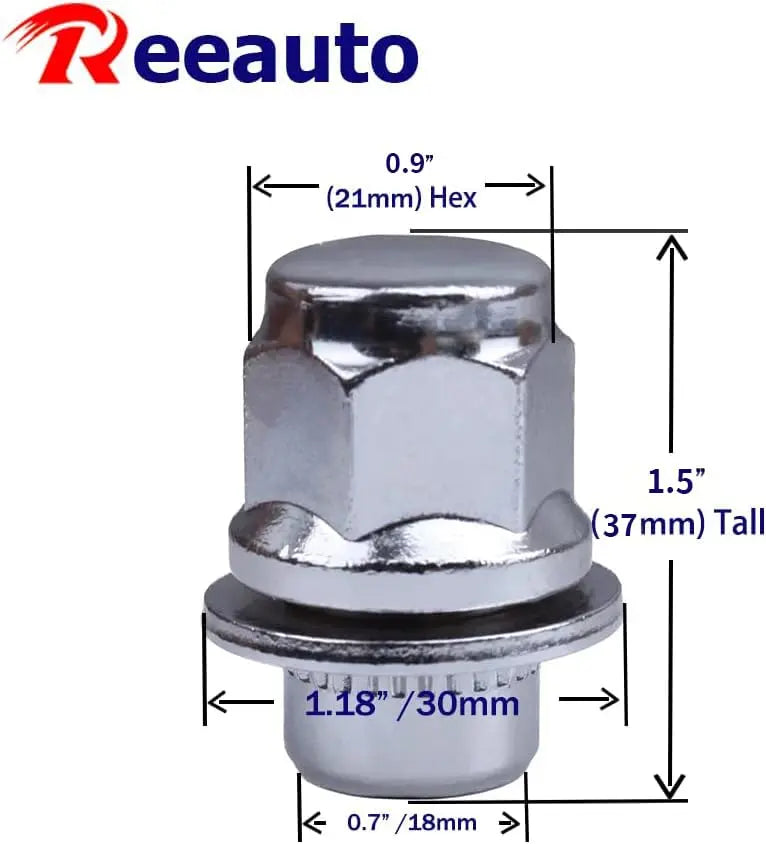 12x1.5 Lug Nuts 20 Pcs Chrome Closed End Mag Style Lug Nuts with Washer 13/16" (21mm) Hex Compatible with Toyota Camry/Corolla/Tacoma Lexus