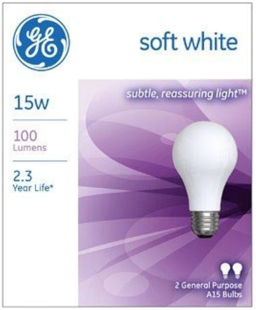 GE Lighting 97491 15 Watt Soft White Standard Glühbirne, 2 Stück