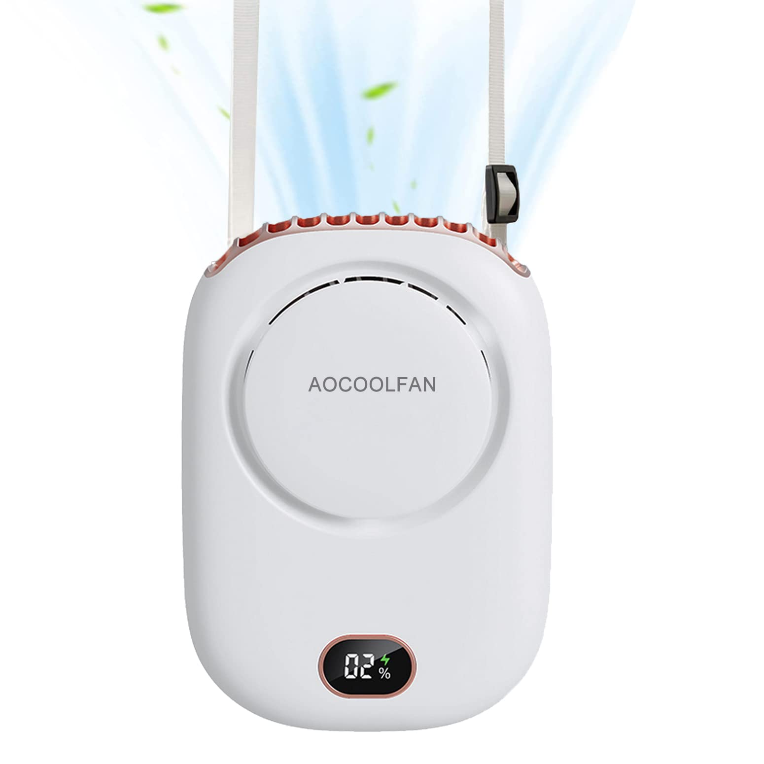 AOCOOLFAN Portable Neck Fan, Mini Small Personal Handheld Fan USB Rechargeable 3 Speed for Girls Boys Woman Eyelash Travel Home Office Outdoor (White)
