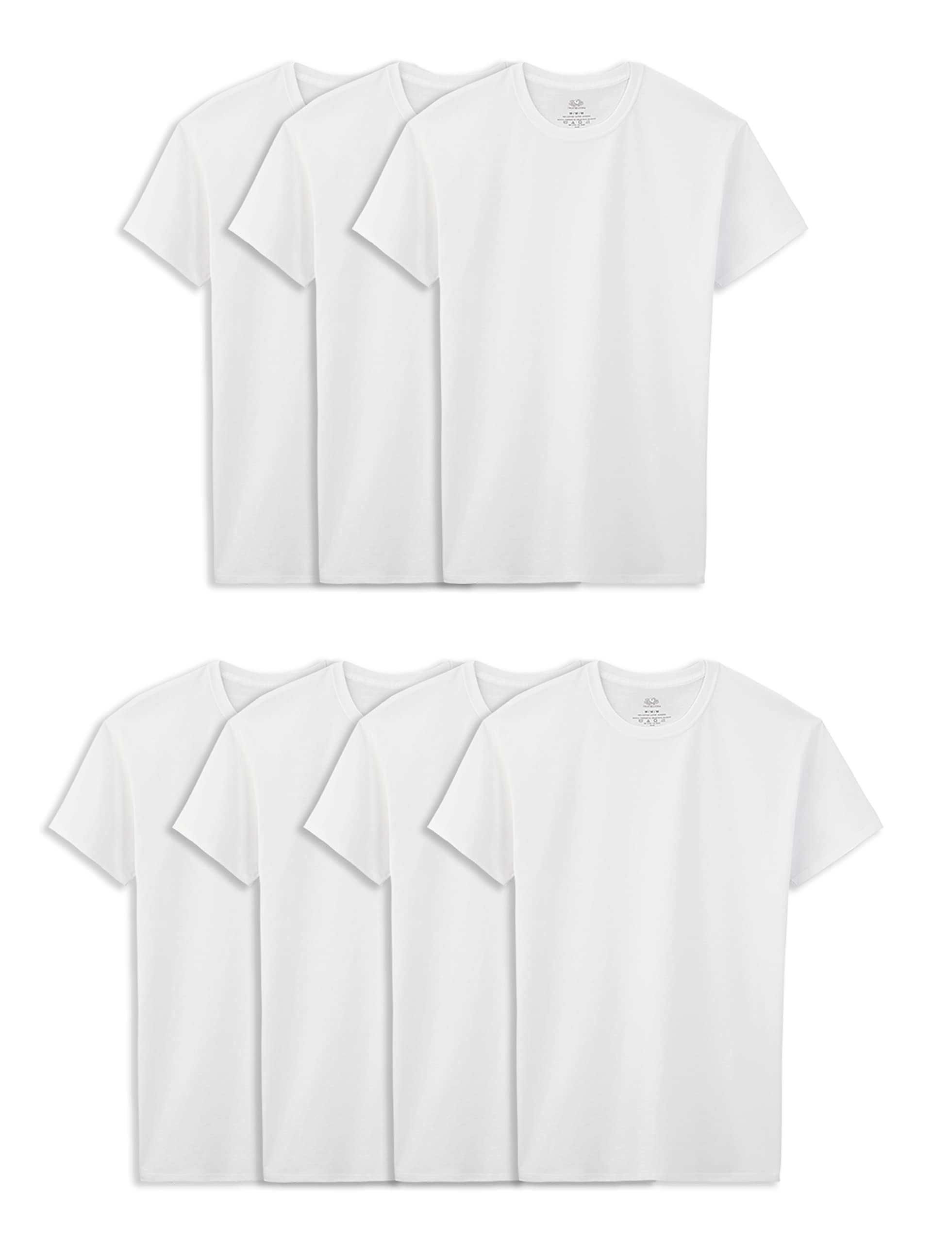 Fruit of the Loom Big Cotton T-Shirt, Jungen – 7er-Pack – Weiß, Large