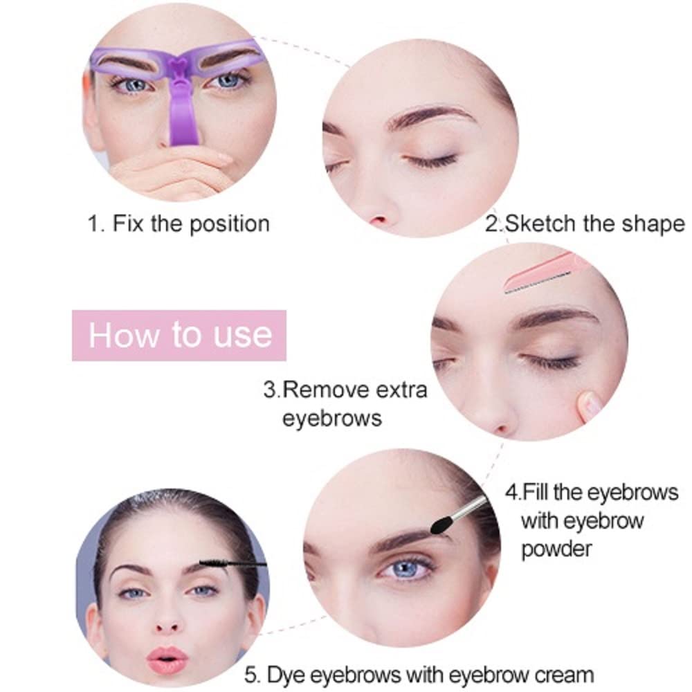 Amariver Eyebrow Stencils, Eyebrow Template, Eyebrow Shaping Kit,8 Styles Reusable Eyebrow Stencil with Handle and Strap, Washable