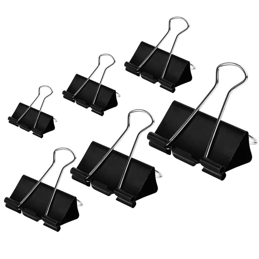 DSTELIN Binder Clips Papierklemmen, verschiedene Größen, 100 Stück (Schwarz), X-Large, Large, Medium, Small, X-Small und Micro, 6 Größen in einer Packung, erfüllen Ihre unterschiedlichen Anforderungen.