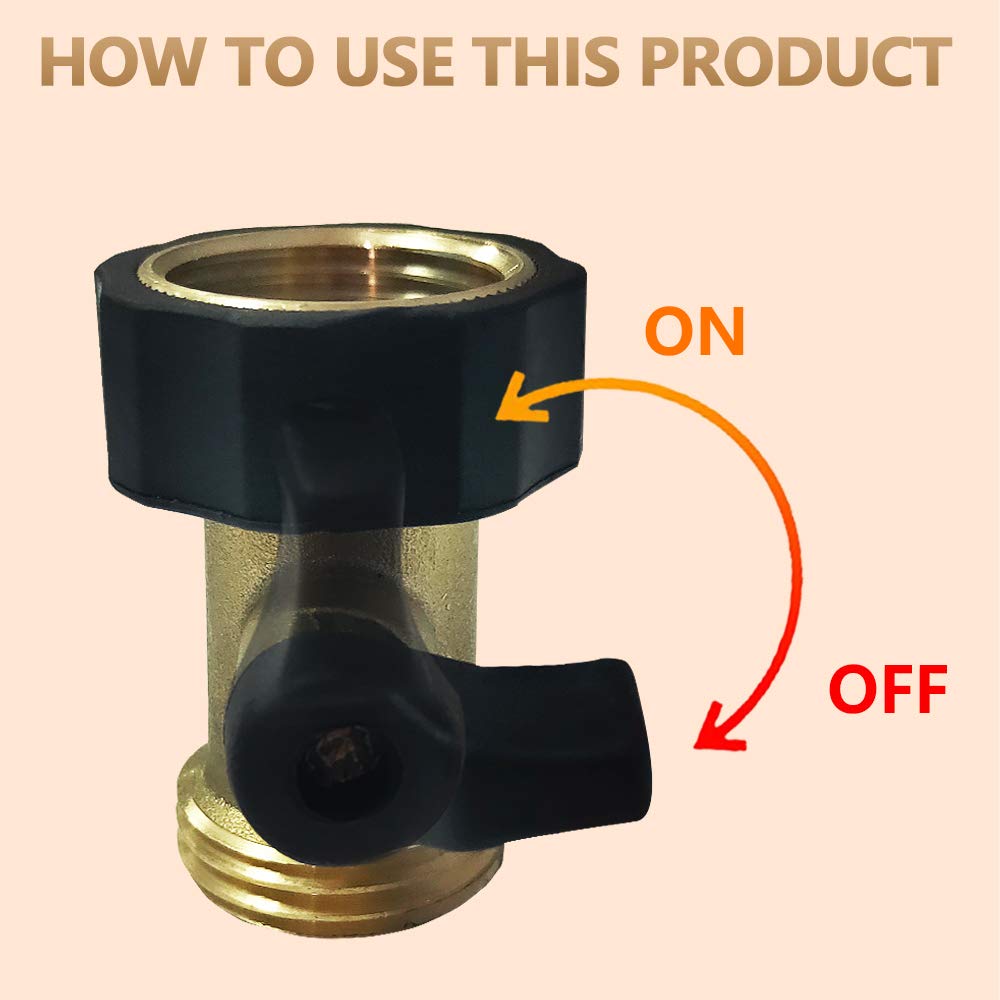 HQMPC Heavy Duty Brass Shut Off Valve Garden Hose Shut Off Valve Garden Hose Connector (2PCS) +4 Extra Pressure Washers