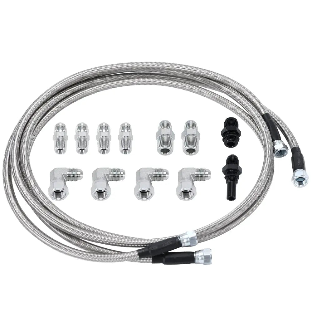 6AN 70" Transmission Fluid Oil Cooler Hose Line kit for GM Chevy Transmission 4L80E TH350 TH400 4L60E 700R4 200-4R TR6060 Ford AOD 4R100 4R70W and C5 Stainless Steel Braided PTFE Hose