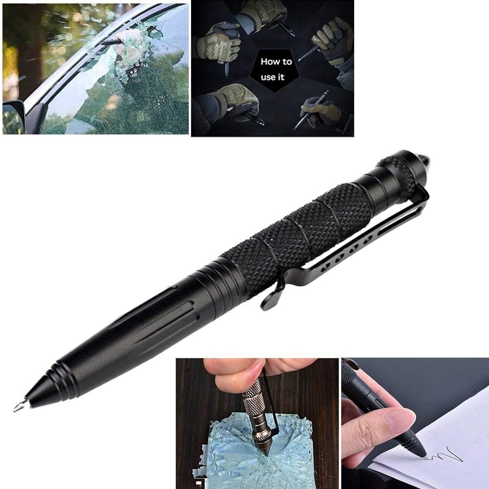 KEPEAK Military Tactical Pen, Professional Self Defense Pen, Emergency Glass Breaker Pen - Tungsten Steel, Writing Tool with 6 Refill