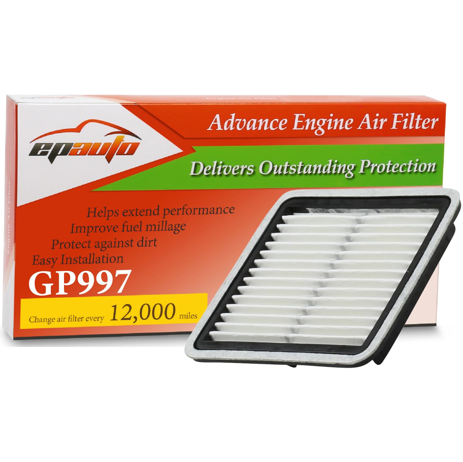 EPAuto GP997 (CA9997) Motorluftfilter, kompatibel mit Subaru Impreza (2008-2016), Legacy (2005-2019), Outback (2005-2019), WRX (2015-2018), Forester (2009-2018), Tribeca (2008-2014)