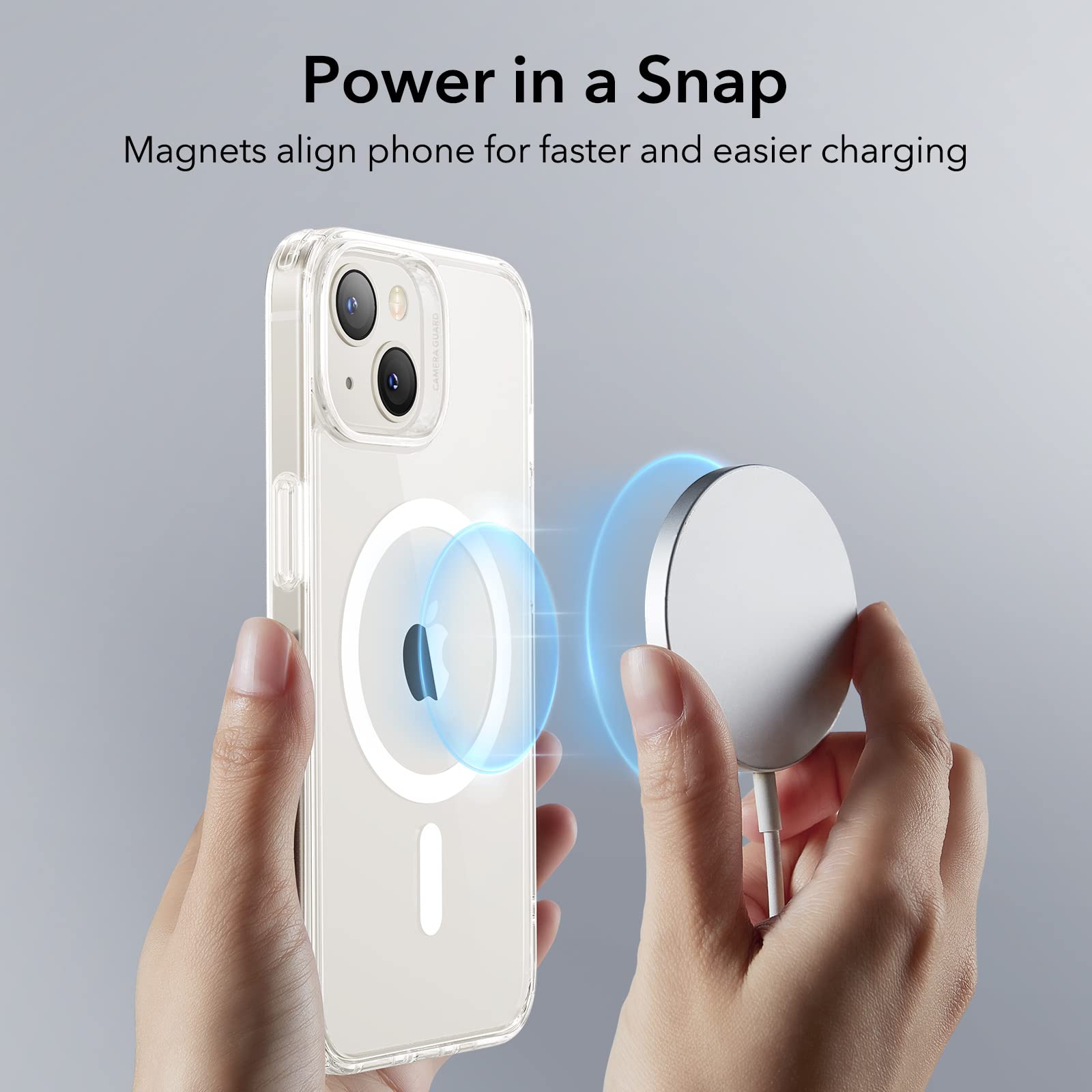 ESR for iPhone 14/iPhone 13 Case, Compatible with MagSafe, Classic Hybrid Magnetic Mobile Phone Case iPhone 14/13 Case, Military Standard, Drop Protection, Clear