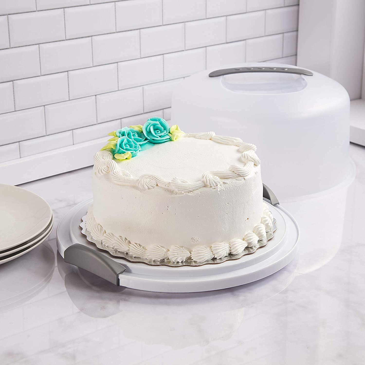 Sterilite 2008004 Cake Server, White (CLEAR, 2)