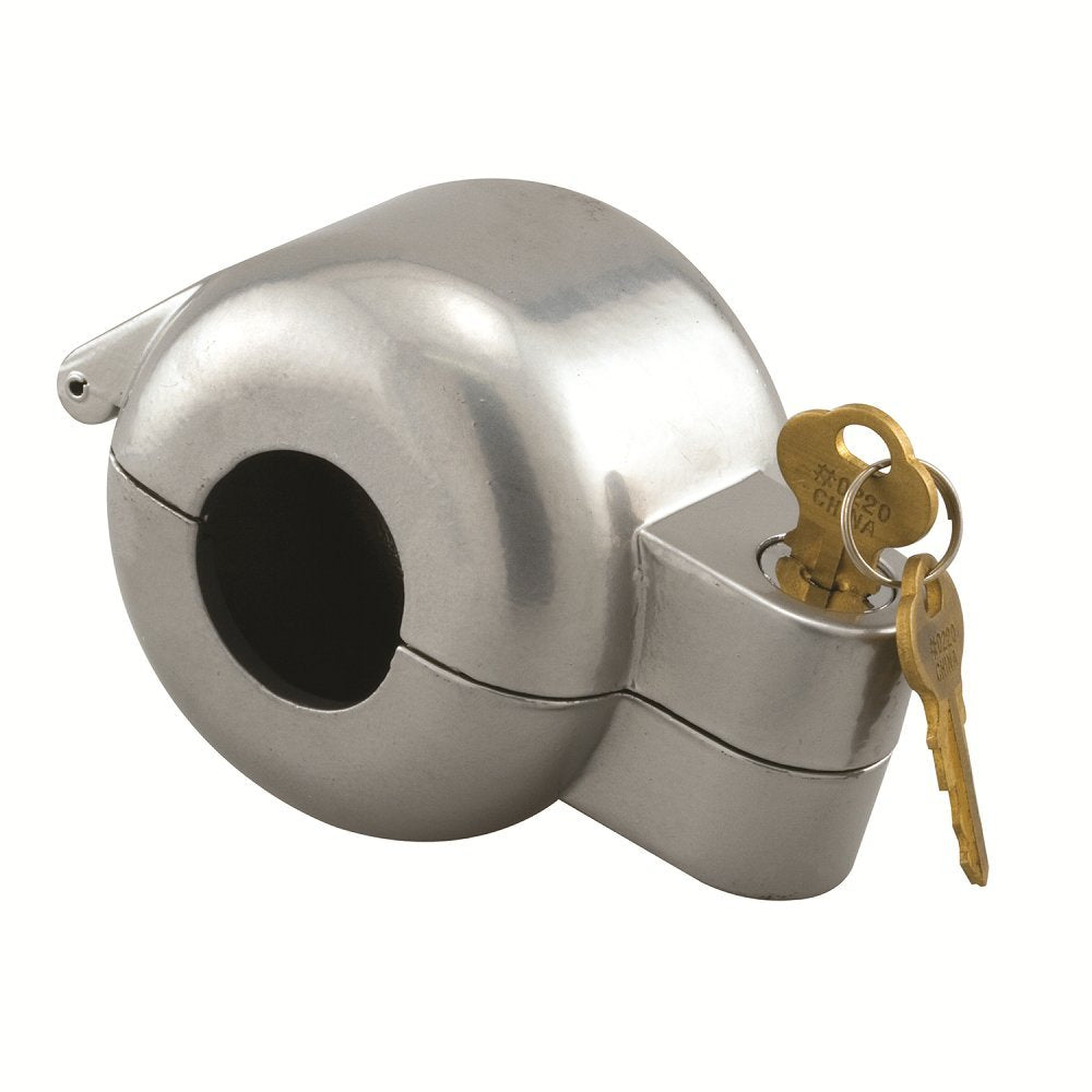 Prime-Line S 4180 Door Knob Lock-Out Device – Prevents Turning of Door Knob and Access to Keyhole, Can be Used for Home Rentals, Evictions, Job Sites & More – Keyed Alike, Diecast, Gray (Single Pack)