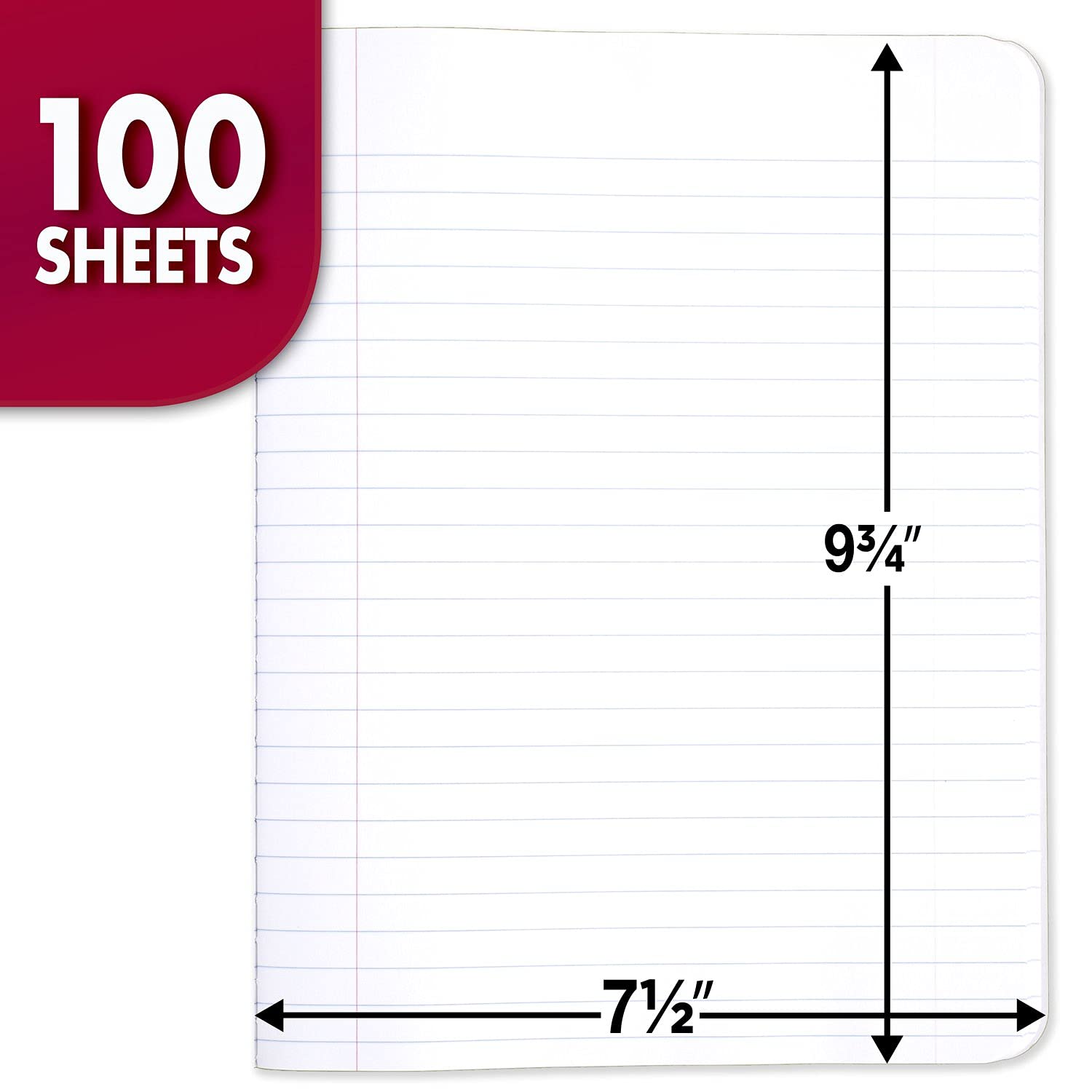 Mead Composition Notebook, 3 Pack, Wide Ruled Paper, 7-1/2" x 9-3/4", 100 Sheets per Comp Book, Black Marble (38301)