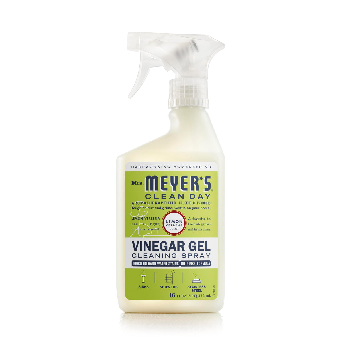 MRS. MEYER'S CLEAN DAY Essig-Gel-Reinigungsspray, für das Badezimmer, Formel ohne Abspülen, Reinigungsbestandteile pflanzlichen Ursprungs, Zitronenverbene, 473 ml, 1er-Pack