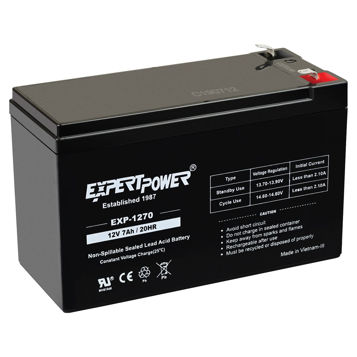 ExpertPower 12V 7Ah Wiederaufladbare Blei-Säure-Batterie
