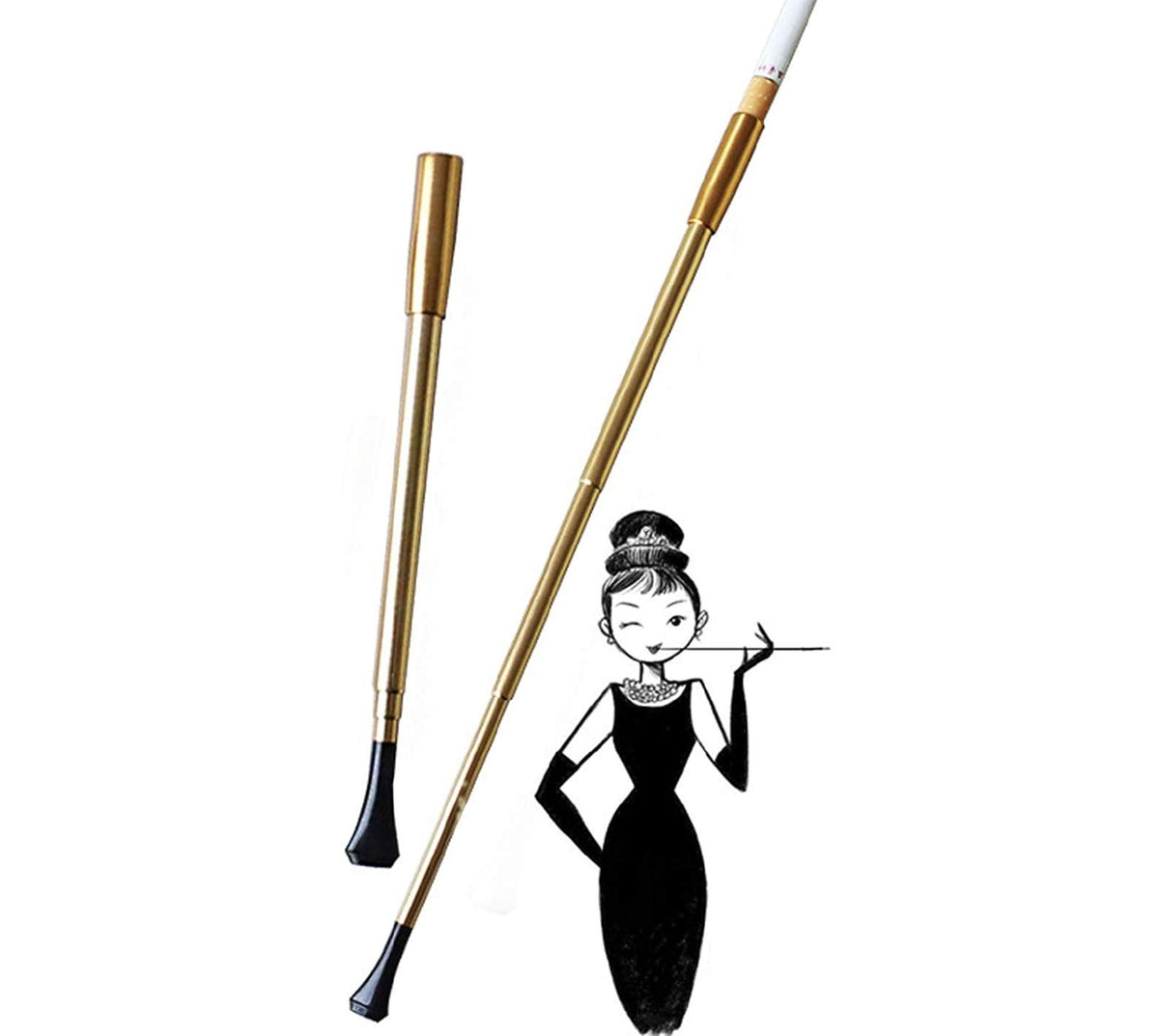 YWQZGYP Lange ausziehbare Zigarettenspitze für Damen 1920er Kostüm Cosplay (Zigarettenspitze, Gold)
