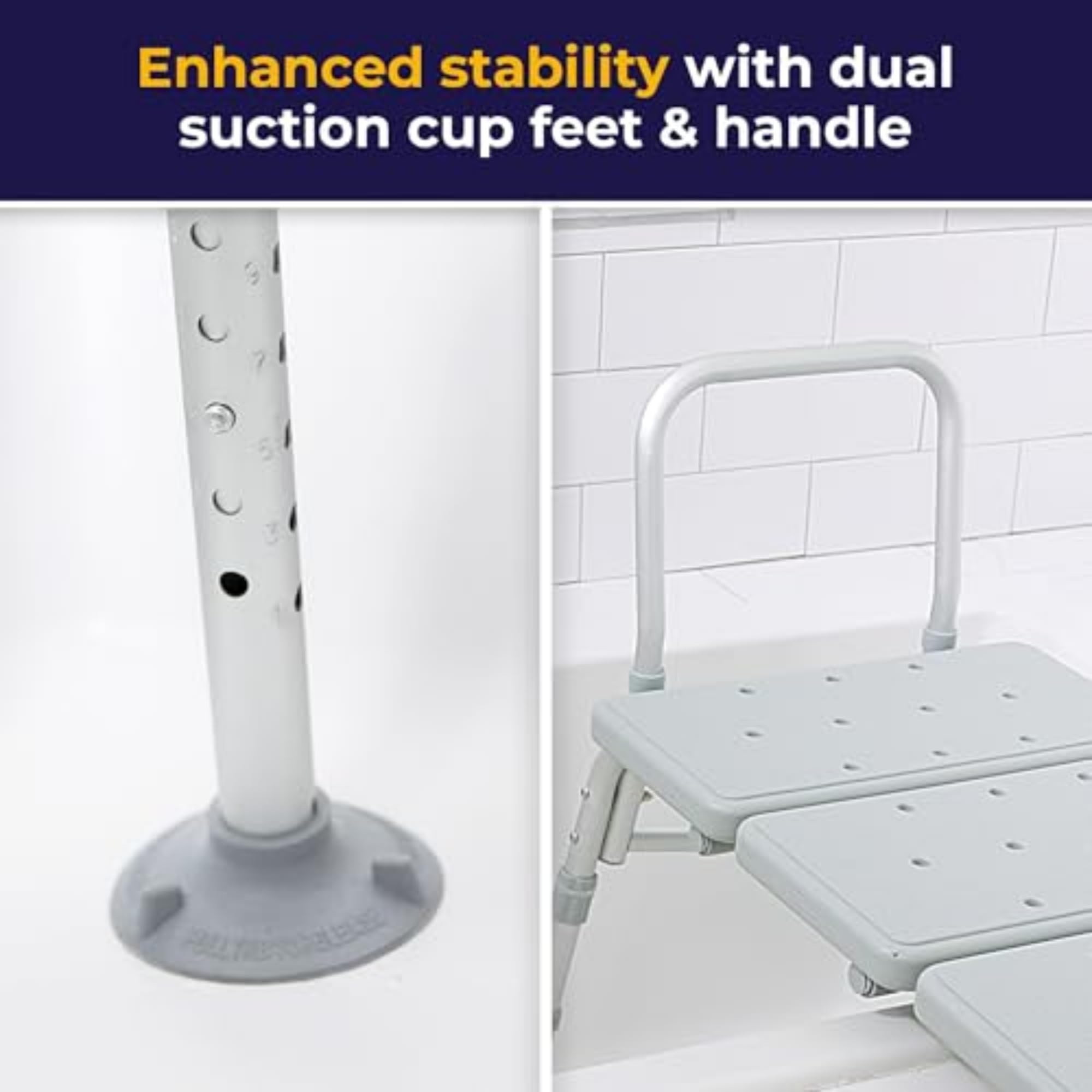 Drive Medical 12011KD-1 Tub Transfer Bench For Bathtub, Height Adjustable Shower Bench with Backrest, Shower Seat Shower Chair Bath Chair for Elderly, Seniors, Arm Support for Transfer, 400 Weight Cap