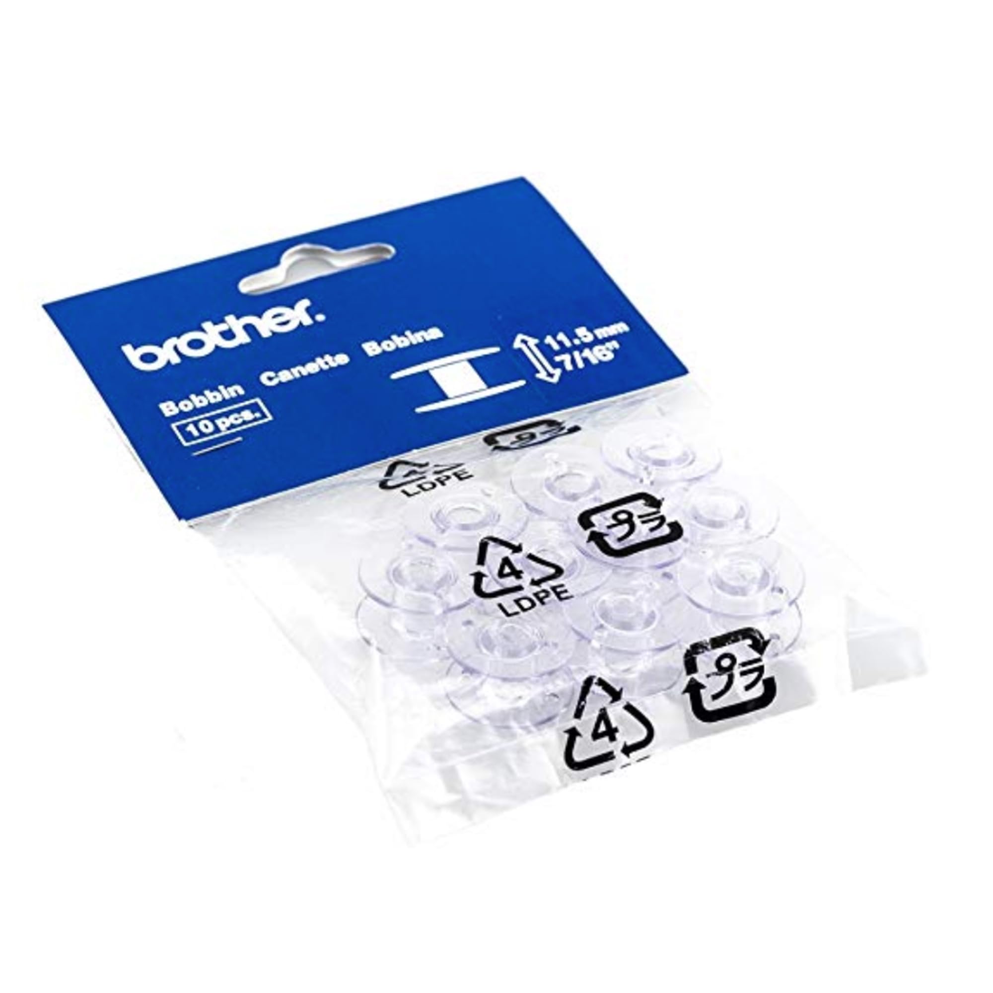 Brother Näh- und Stickspulen, 10er-Pack, SA156, transparent, 11,5 mm