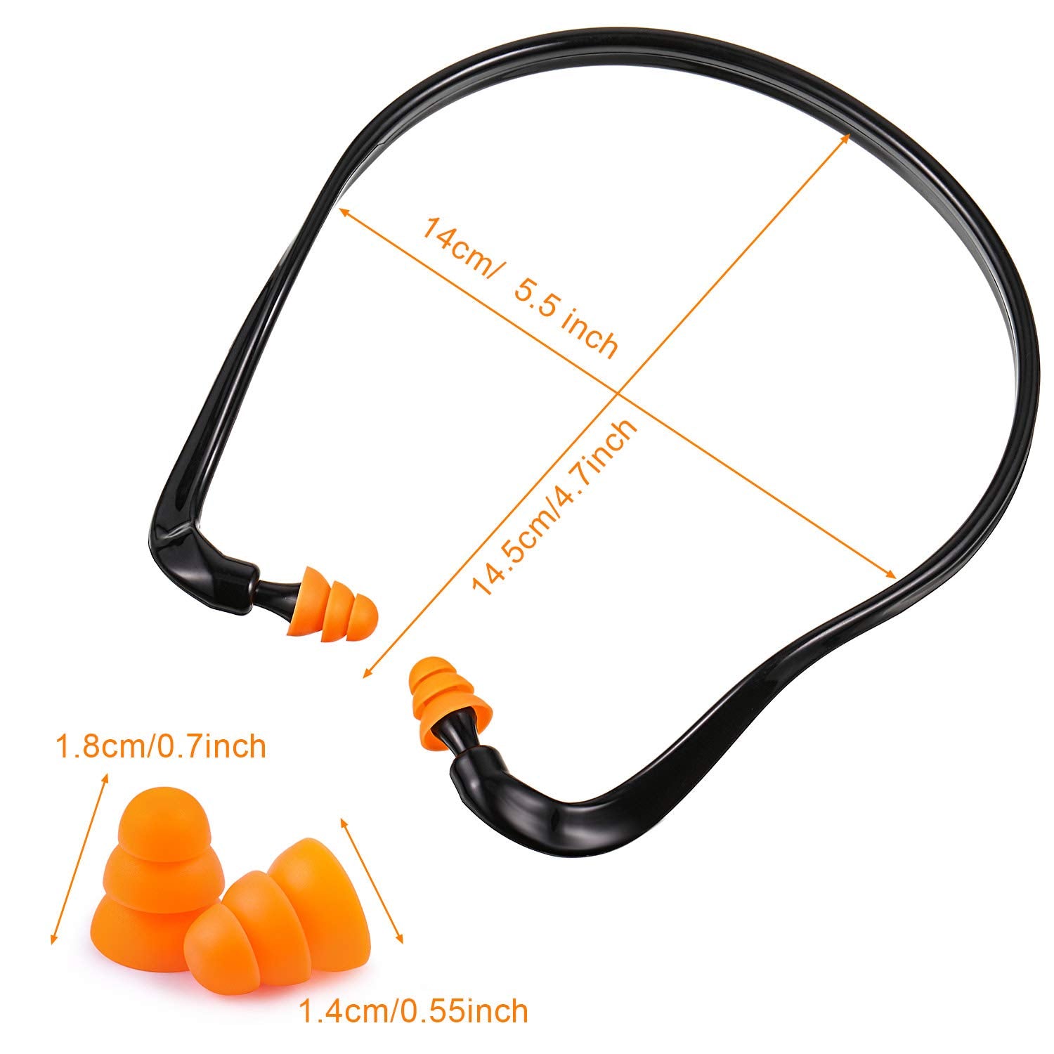 BBTO Banded Earplugs for Shooting Range Band Ear Plugs Lightweight Silicone Earplugs for Hearing Protection, Noise Reduction, Work, Construction, Sleeping, Concerts, Sports Racing(Orange,4 Pcs)