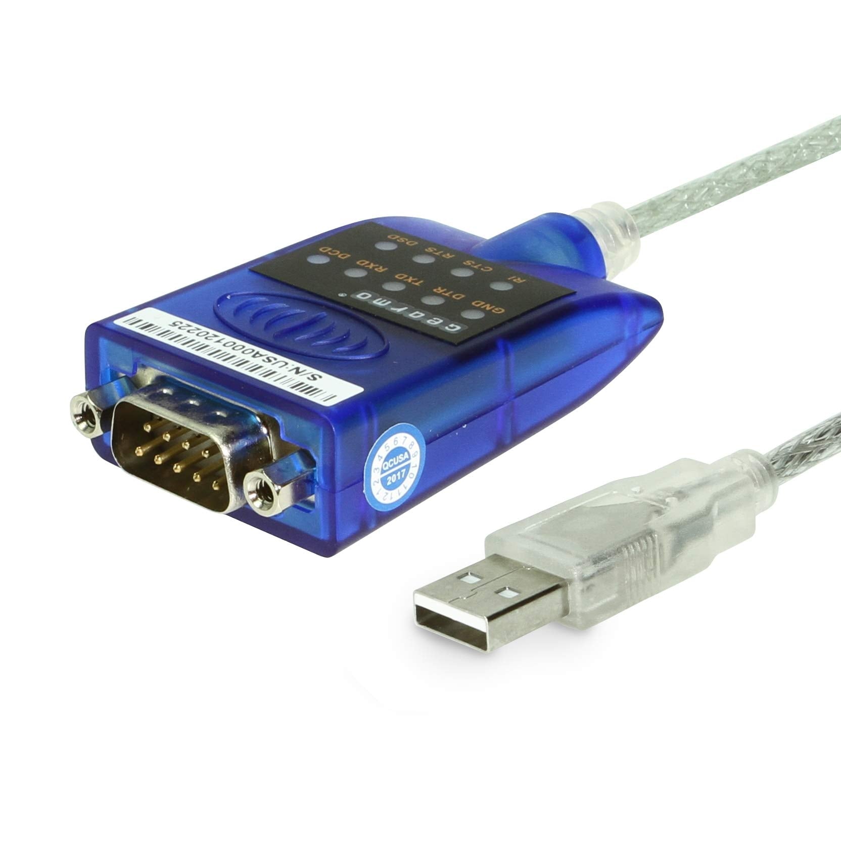 Gearmo USB-zu-Seriell-RS-232-Adapter mit LED-Anzeigen, FTDI-Chipsatz, unterstützt Windows 11/10/8.1/8/7, Mac OS X 10.6 und höher