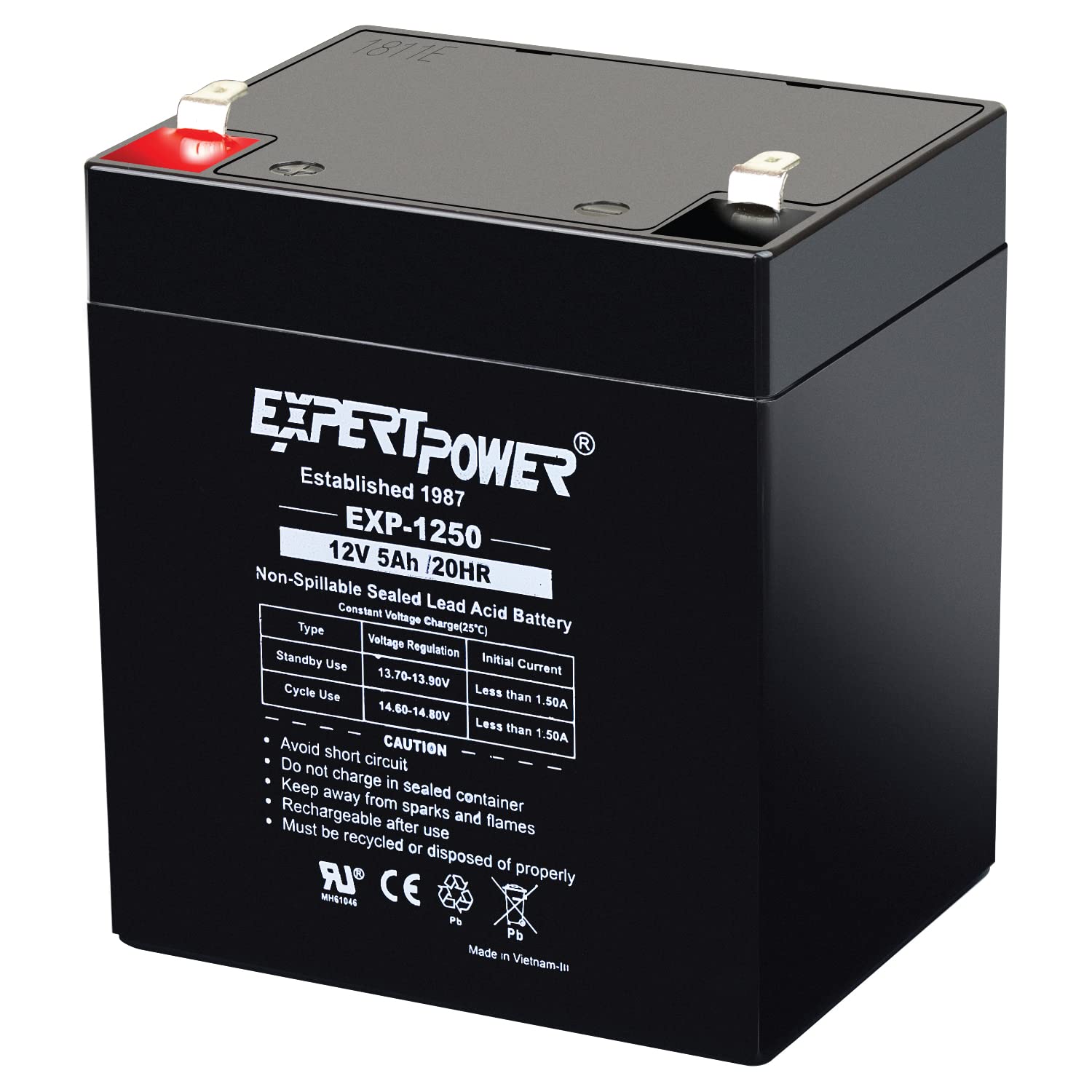 ExpertPower EXP1250 12V 5Ah Hausalarmanlage-Batterie mit F1-Anschlüssen