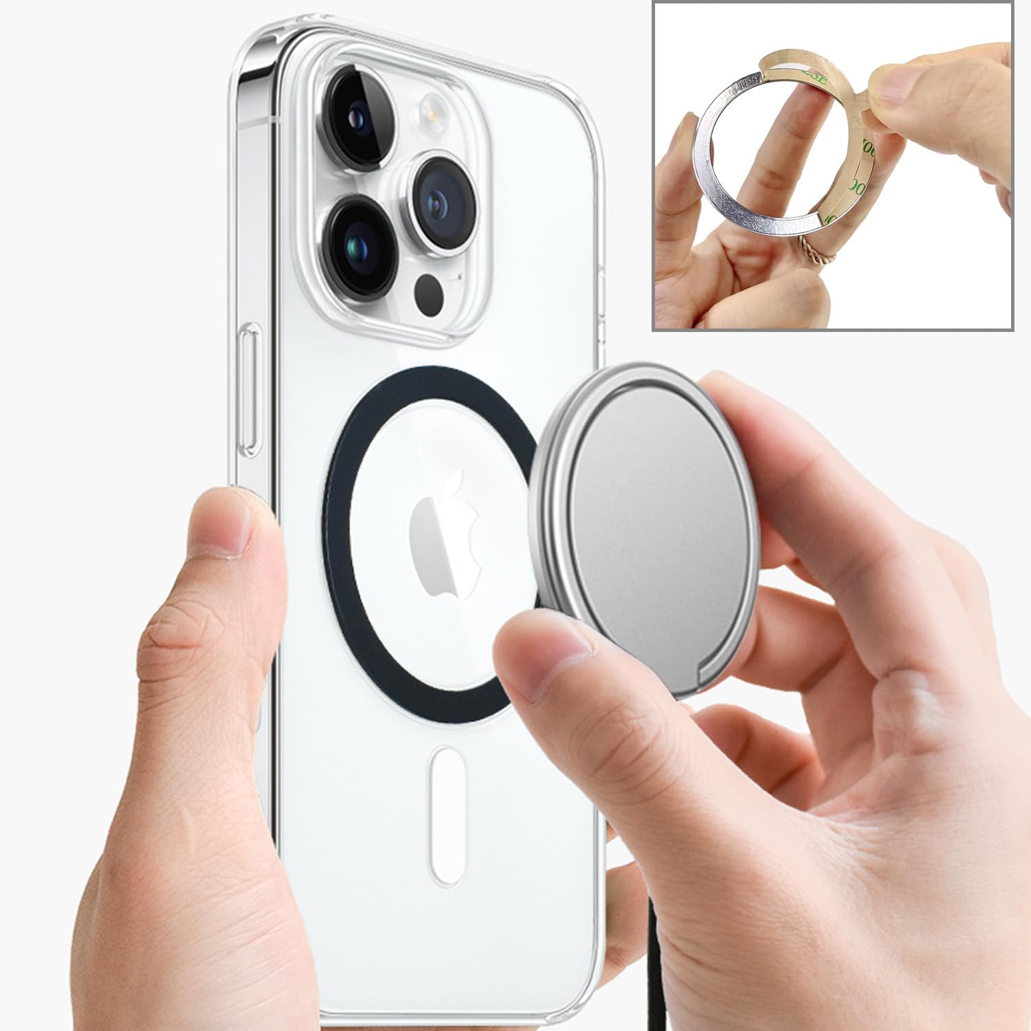 TENOC Universal Metal Ring Sticker for Magnetic Charger Compatible with iPhone/Samsung/Android All Cellphones, Magnetic Mount/Phone Holder Conversion Accessories, 3Pcs, Black