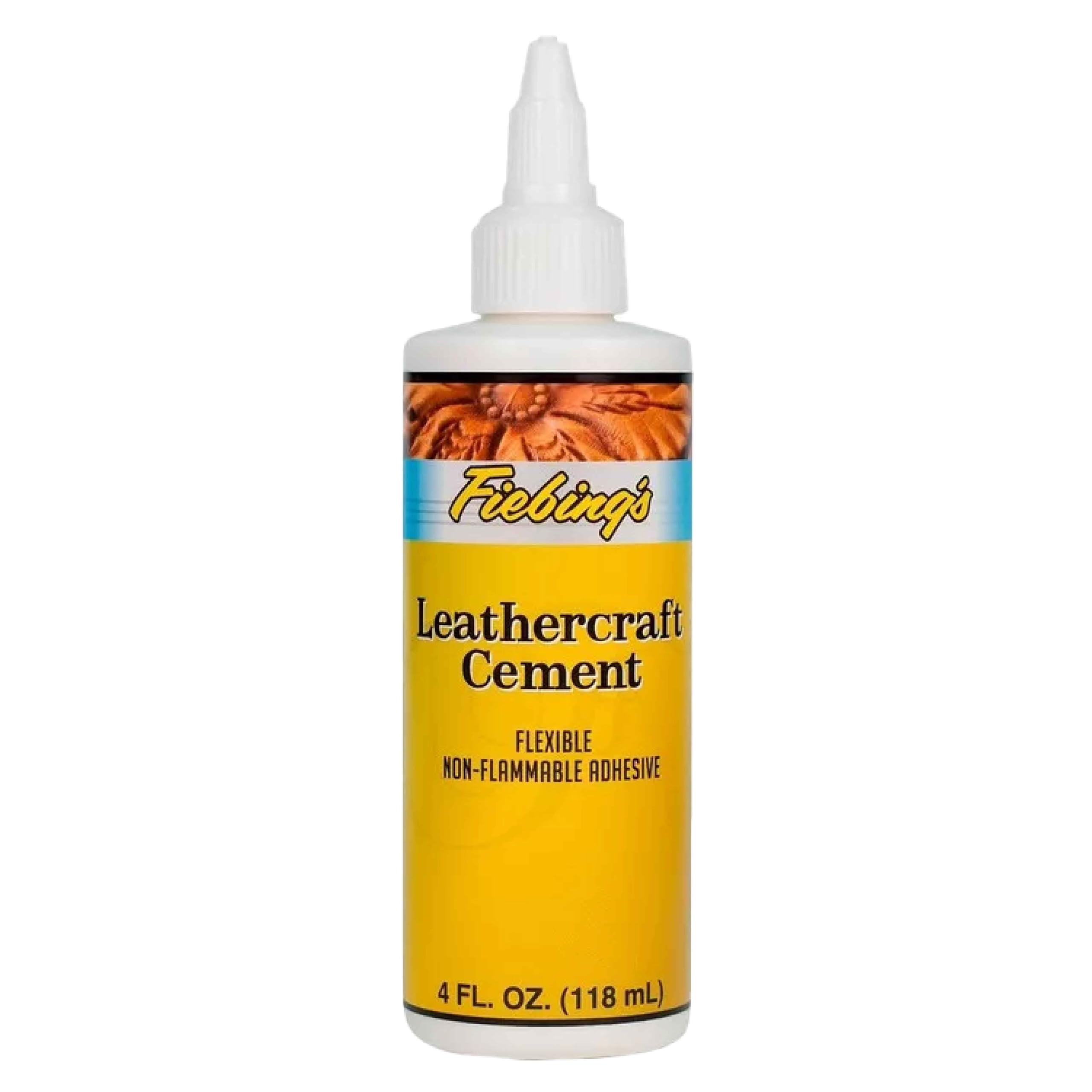 Fiebing's Leathercraft Cement - 4 oz Leather Glue Adhesive - Quick Drying, High Strength, Flexible, Permanent Bonding Leather Repair for Jackets, Shoes, Furniture, Purse - Non-Toxic & Non-Flammable