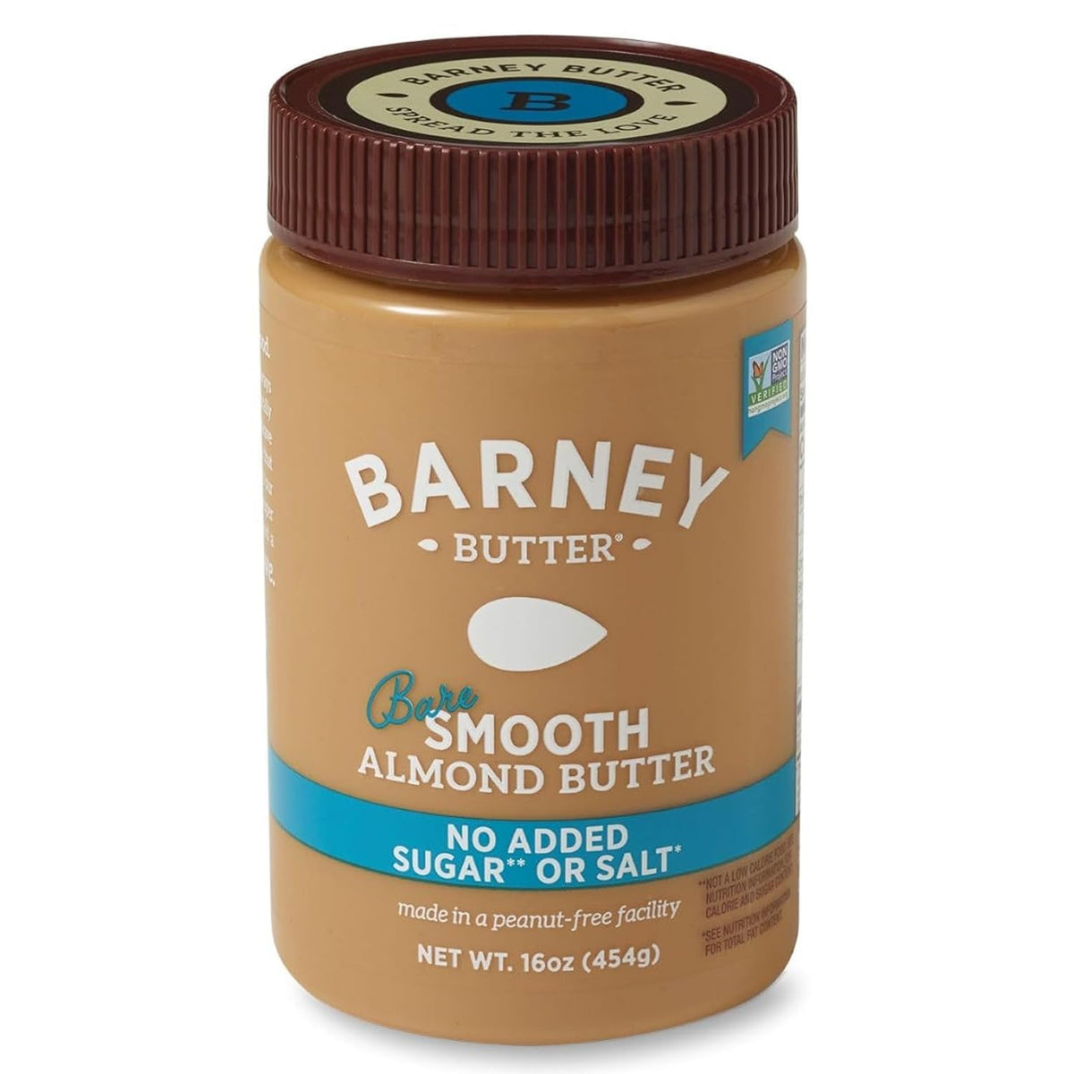 Barney Butter Mandelmus, Bare Smooth, 454 g Glas, ohne Zuckerzusatz oder Salz, geschälte Mandeln, ohne Rühren, gentechnikfrei, glutenfrei, Keto, Paleo, vegan