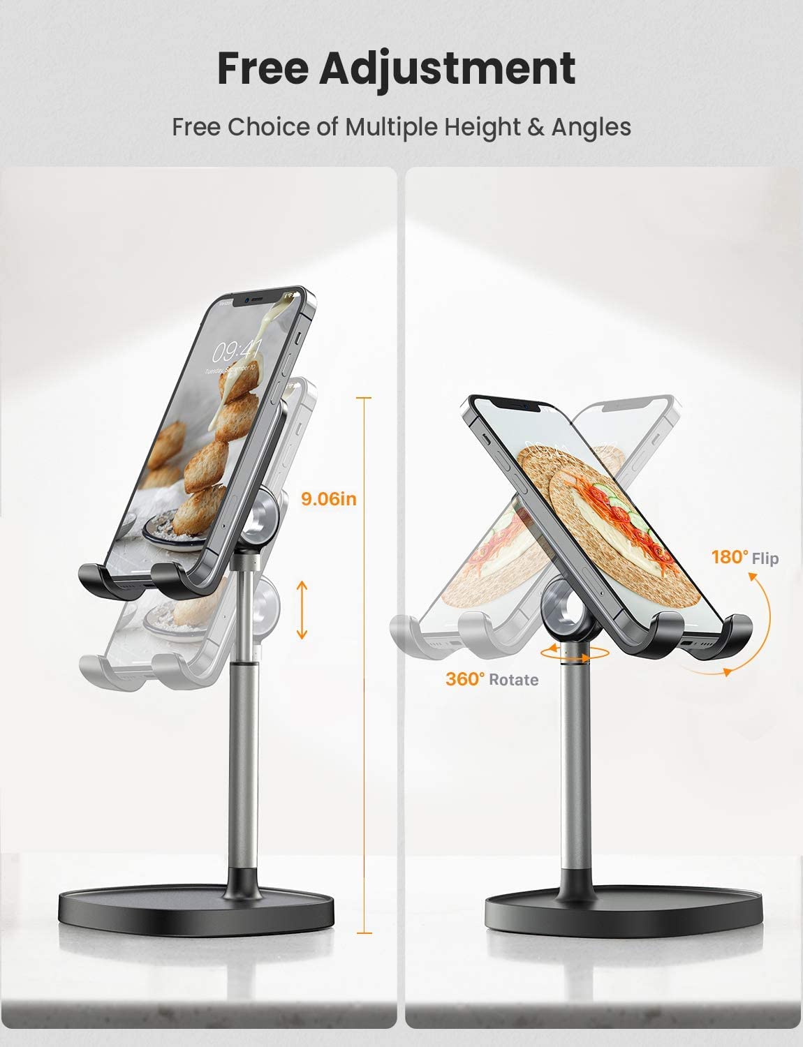 LISEN Cell Phone Stand Adjustable for iPhone Phone Holder for Desk, Office Desk Accessories Computer PC for iPhone Stand Gaming Essentials Fit Otterbox Case Phones Switch Kindle iPad Air Tablet 4-10in
