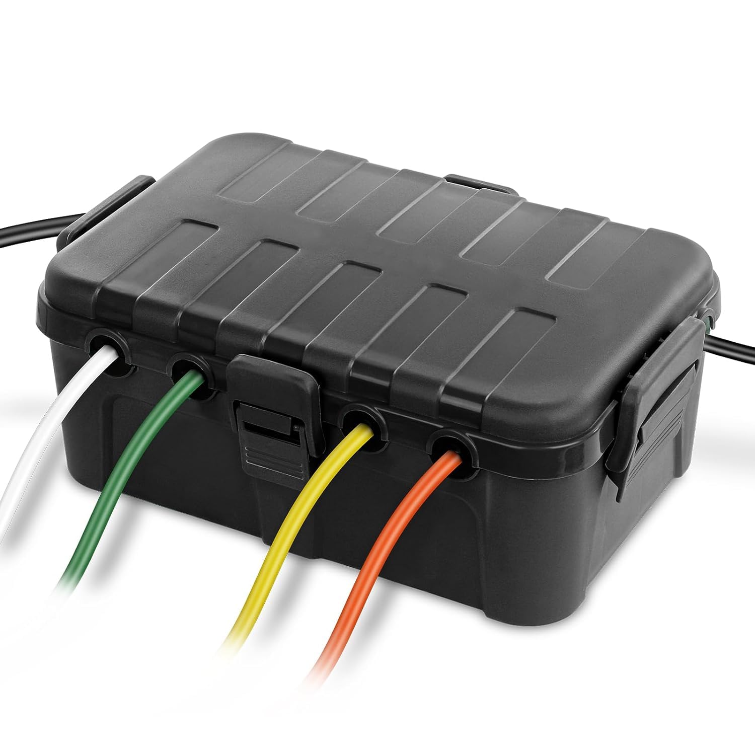 Flemoon Großer elektrischer Außenkasten (31,75 x 21,59 x 12,7 cm), IP54 wasserdichte Verlängerungskabelabdeckung wetterfest, schützt Steckdose, Stecker, Zeitschaltuhr, Steckdosenleiste, Weihnachtsbeleuchtung, Schwarz