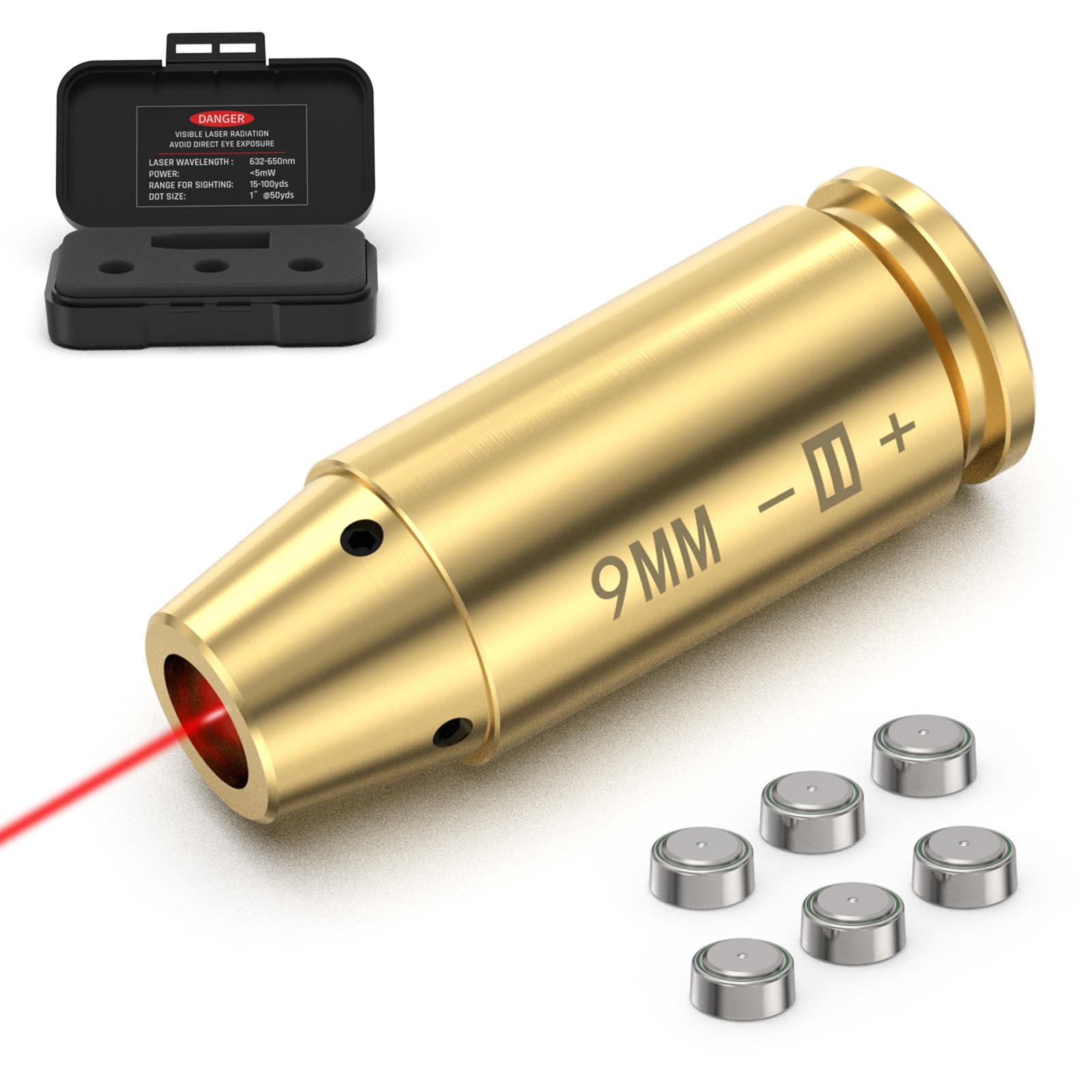 Feyachi Boresight 9mm Rotlicht-Laser-Boresighter mit 3 Batteriesätzen