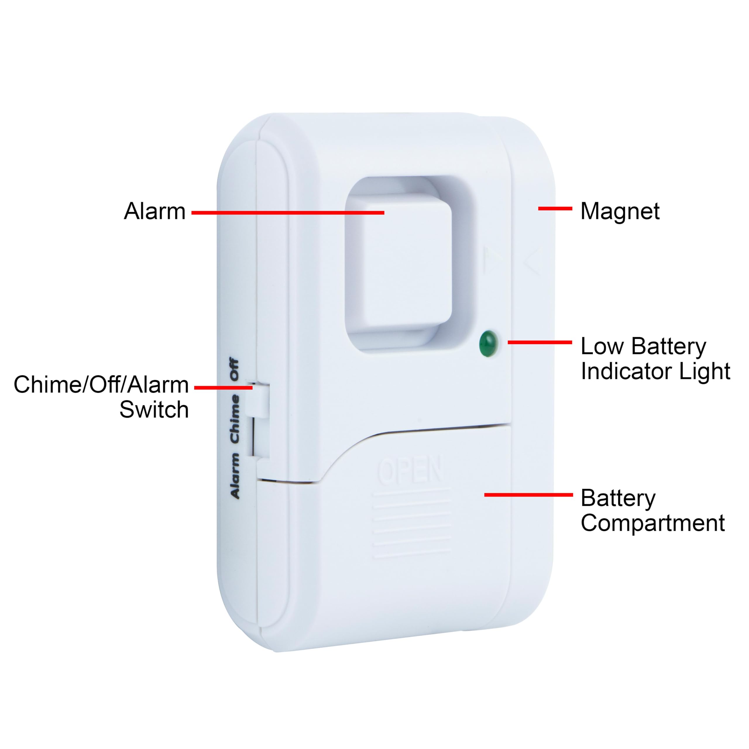 GE Personal Security Window and Door Alarm, 4 Pack, DIY Protection, Burglar Alert, Wireless Chime/Alarm, Easy Installation, Home Security, Ideal for Home, Garage, Apartment and More, White, 45174