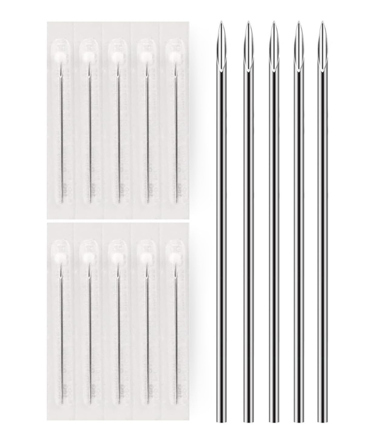 BodyJ4You 10PC Piercing Needles 18G - Sterile Disposable Sharp Surgical Stainless Steel - Nose Septum Ear Tragus Helix Labret Nipple Lip Navel