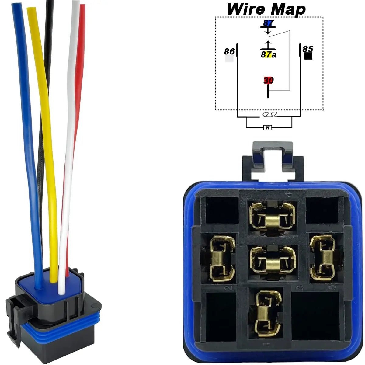irhapsody 5 Pack 40/30 AMP 12V DC Waterproof Relay Kit with Heavy-Duty Pigtail, 5-PIN SPDT Automotive Relay