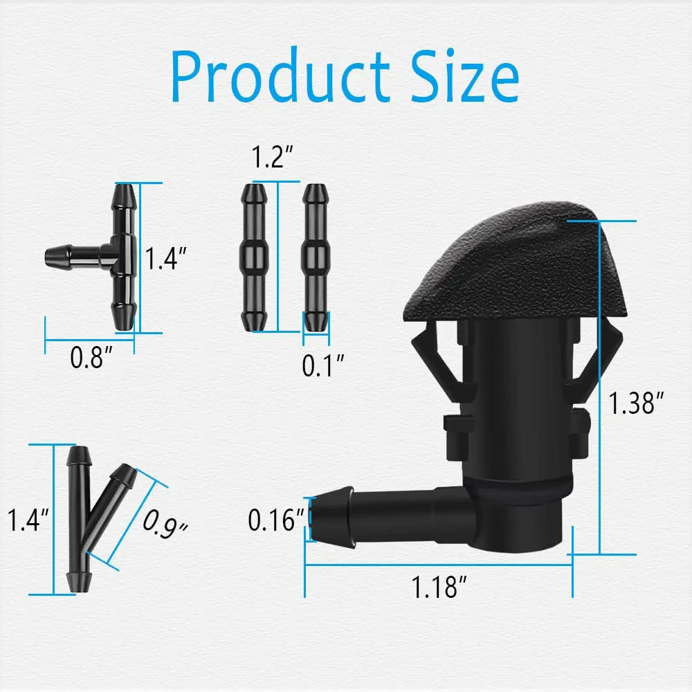 Windshield Washer Nozzles Kit, Front Windshield Spray Nozzles Wiper Spray Washer Jet and Fluid Hose with Connectors for Honda Pilot 2009-2012 2014 2015, Replaces OEM # 76810-SZA-A01ZA