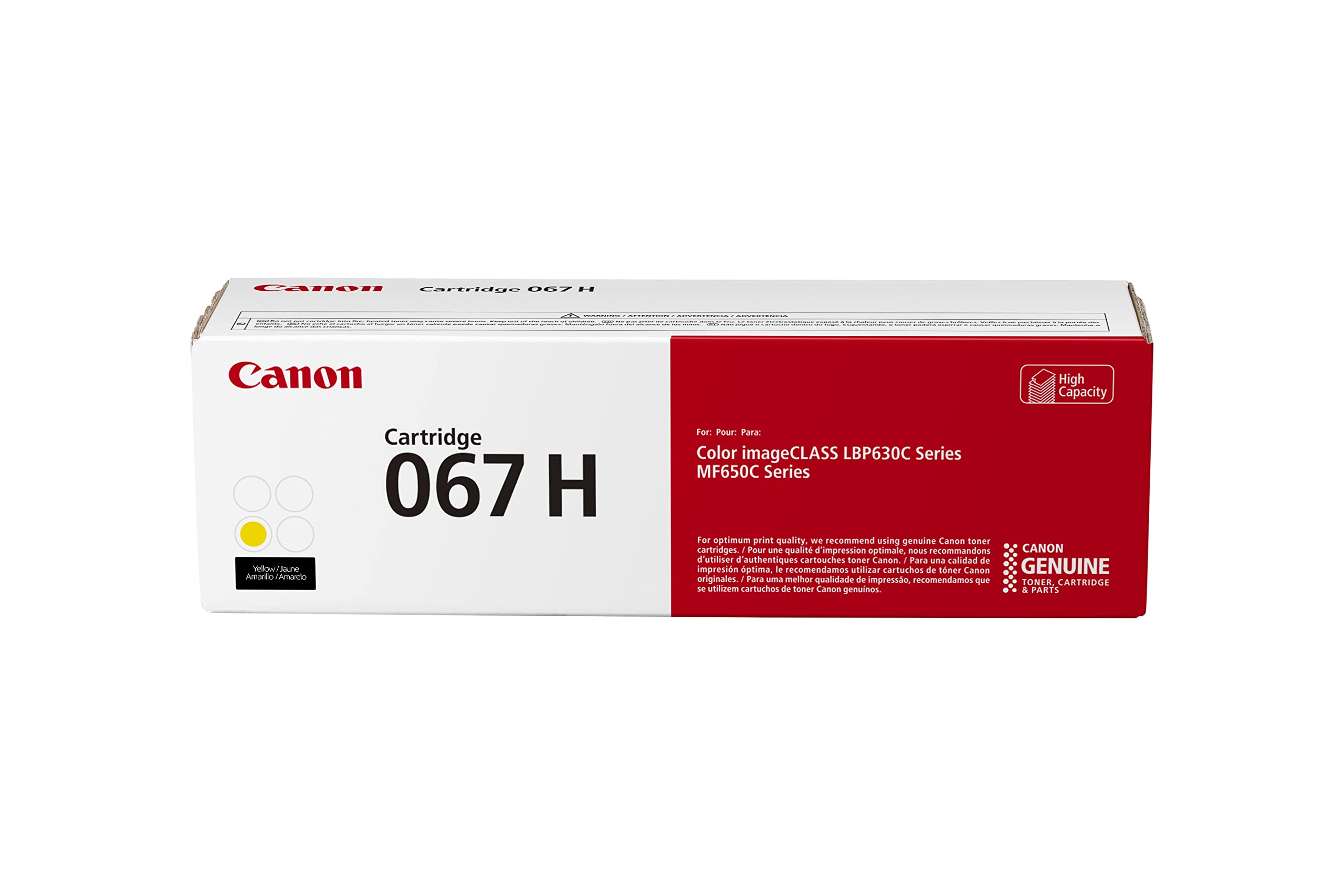 Canon Genuine 067 Yellow Toner Cartridge High Capacity Compatible with LBP633Cdw, LBP632Cdw, MF652Cdw, MF653Cdw, MF654Cdw, MF656Cdw