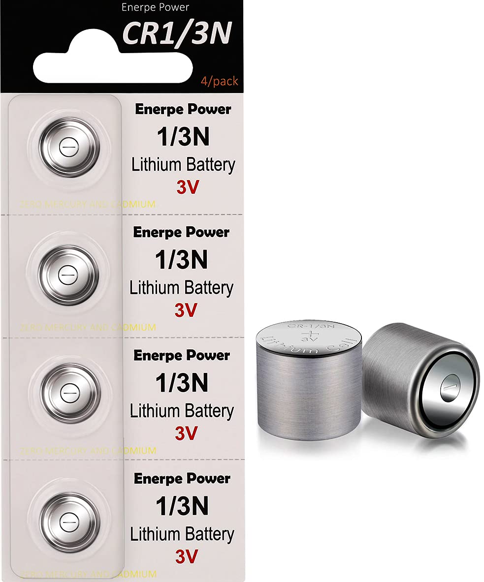 Enerpe 1/3N CR1/3N DL1/3N 3V Lithium-Batterie Hohe Kapazität für Laserzielgeräte, elektronische Haustierhalsbänder, 4er-Pack